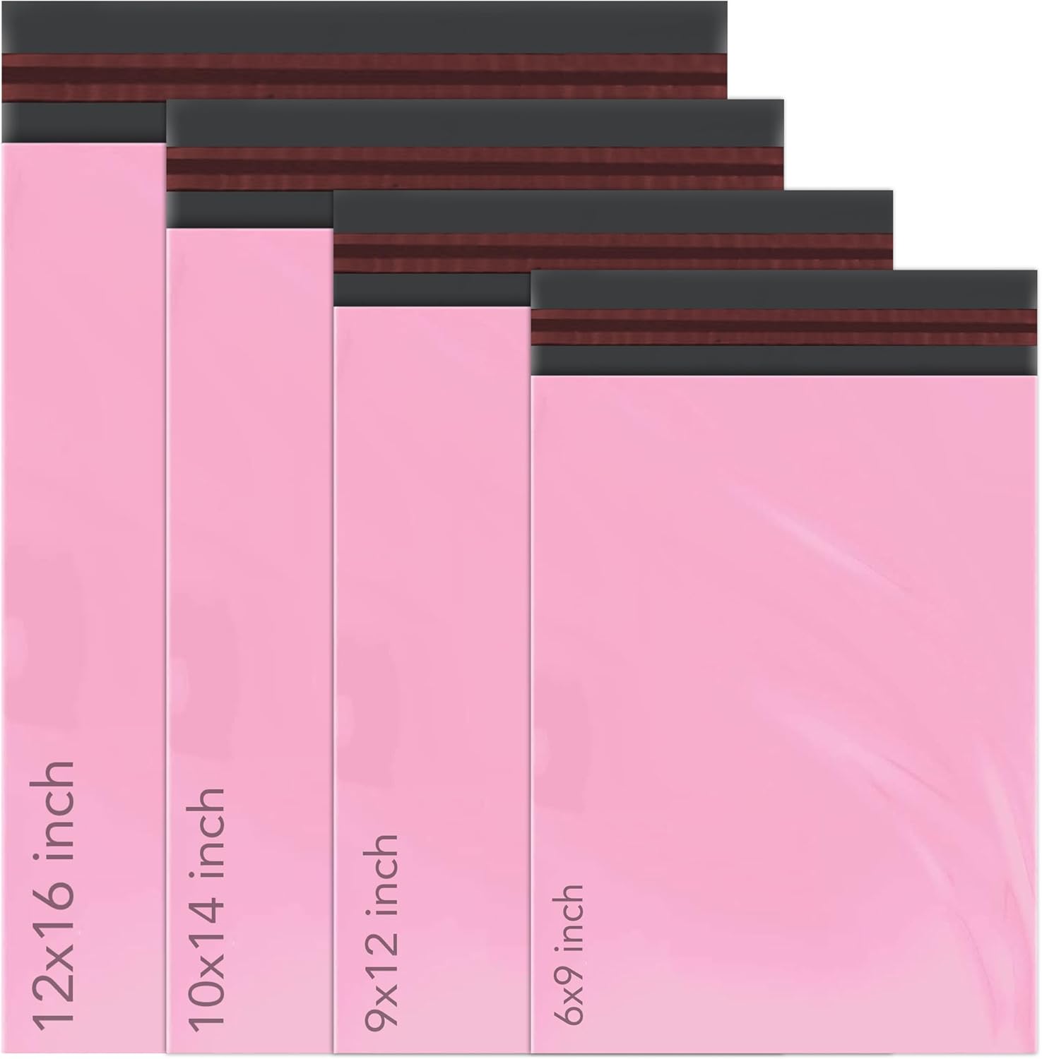 100 Mixed Mailing Poly Postal Self Seal Bags 4 Sizes 25 from Each iSOUL Small to Large Mailing Bags Postage Packaging Assorted Mailers Posting Shipping Post Parcel Package Bags Pink