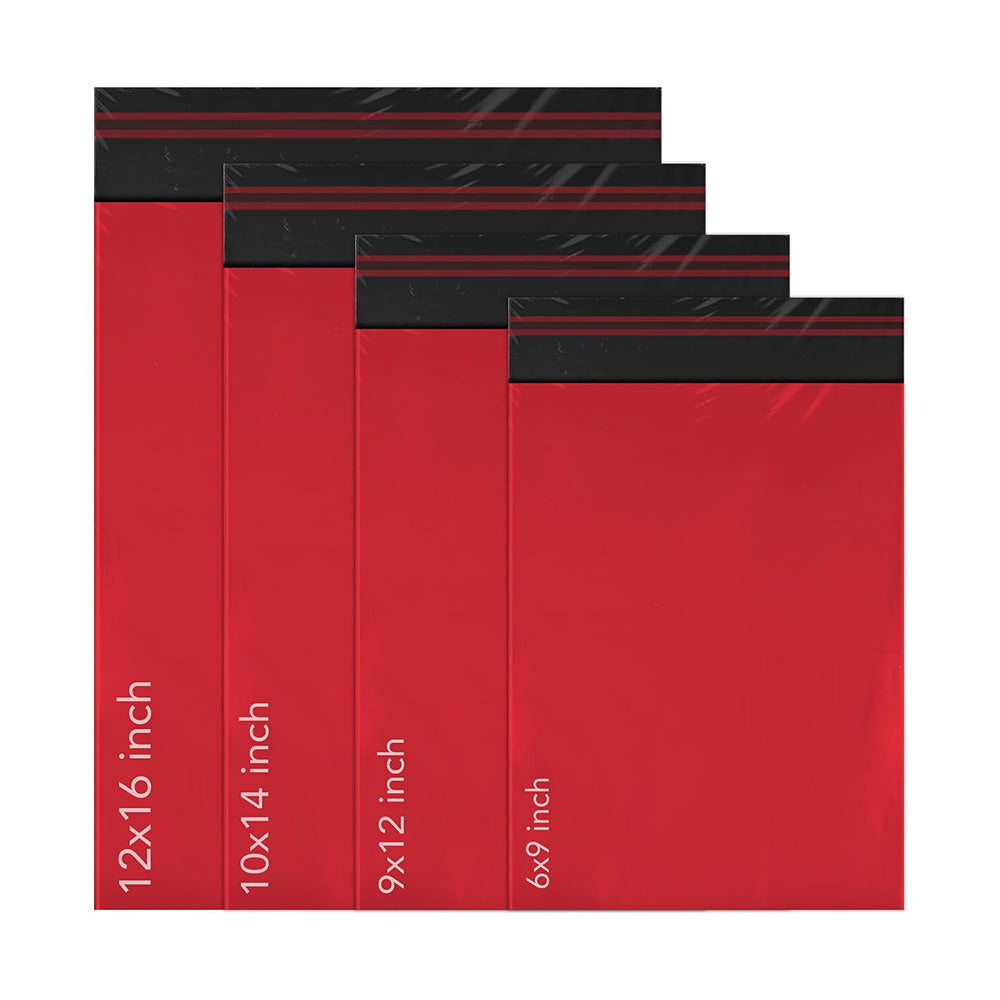 100 Mixed Mailing Poly Postal Self Seal Bags 4 Sizes 25 from Each iSOUL Small to Large Mailing Bags Postage Packaging Assorted Mailers Posting Shipping Post Parcel Package Bags Red