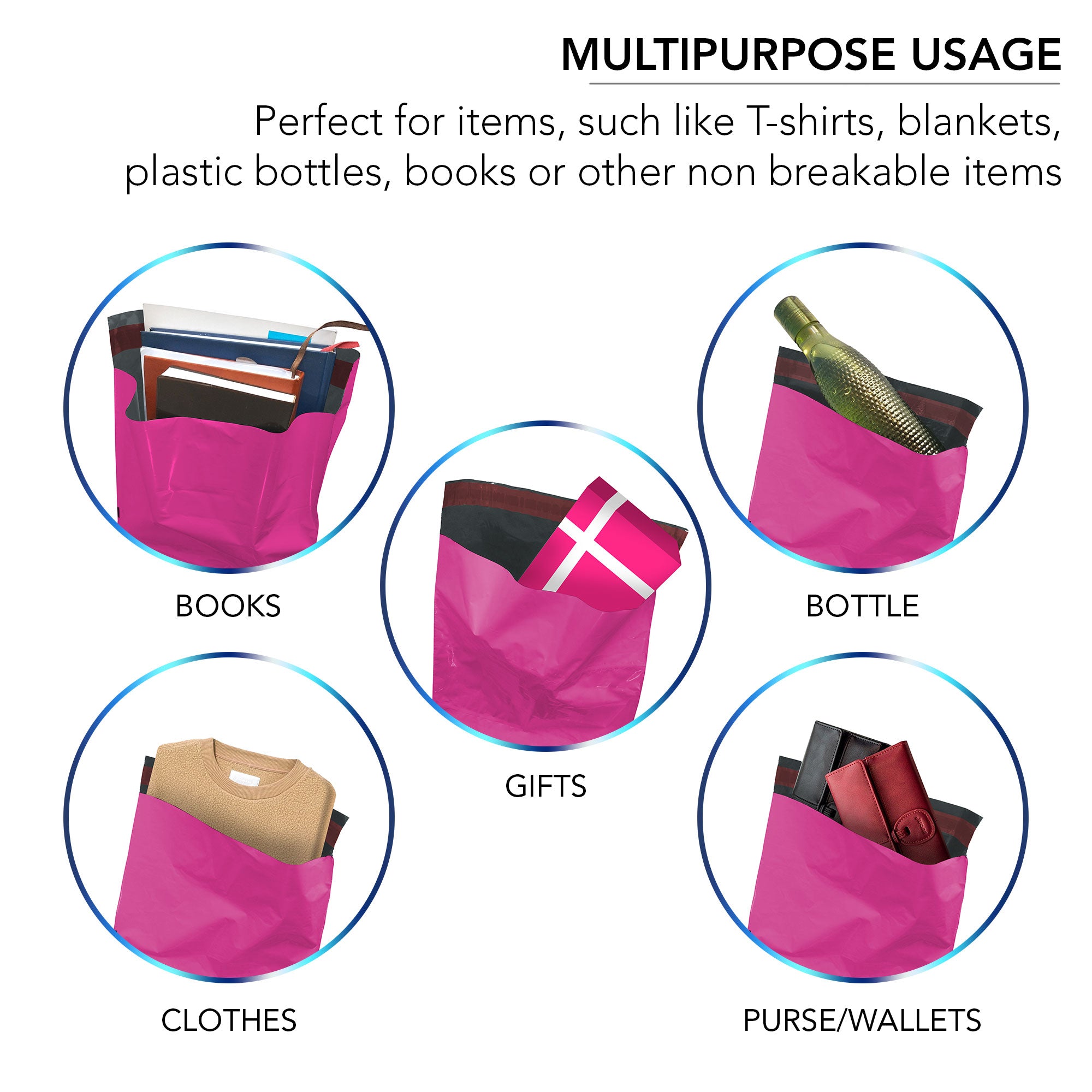 Hot Pink Poly-Mailing Postage Bags Self Seal Postal Bags Packaging Bags