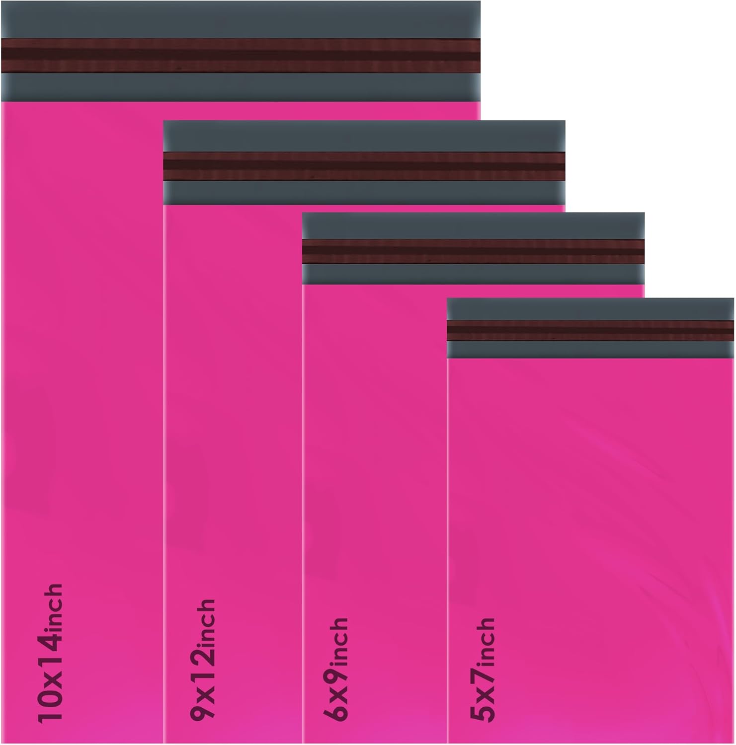 100 Assorted Mixed Hot Pink Mailing Poly Postal Self Seal Bags 4 Sizes 25 from Each iSOUL Extra Small to Large Postage Packaging Assorted Mailers Posting Shipping Post Parcels Package Bags