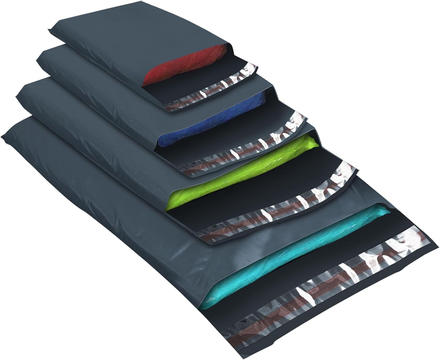 100x Grey Mailing Bags - Mixed Sizes, 100% Recyclable Parcel Bags, Self-Seal Postage Bags for Clothes - Strong & Sealable Plastic Envelopes, Ideal for Large to Small Postal Packing Shipping Posting