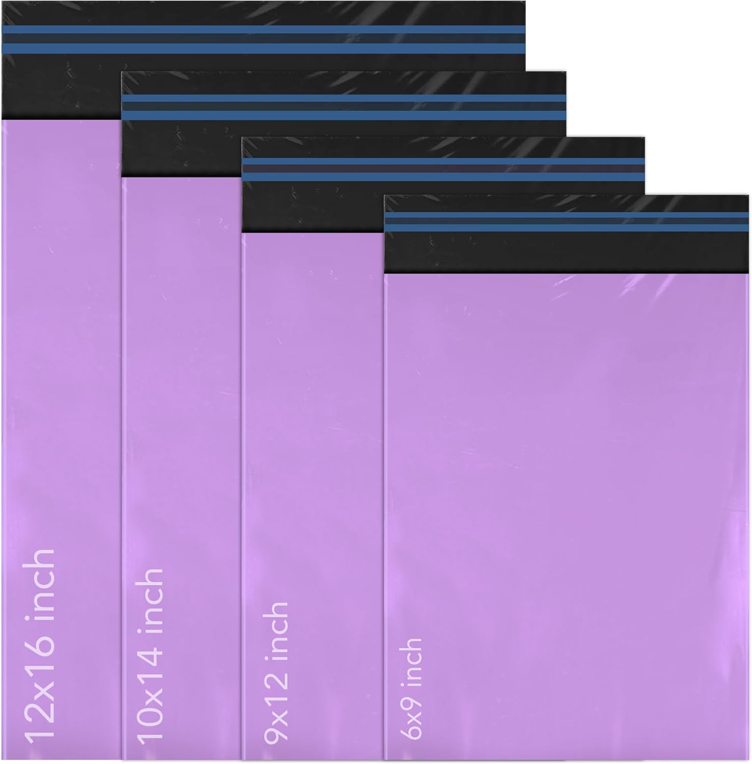 100 Mixed Mailing Poly Postal Self Seal Bags 4 Sizes 25 from Each iSOUL Small to Large Mailing Bags Postage Packaging Assorted Mailers Posting Shipping Post Parcel Package Bags Purple