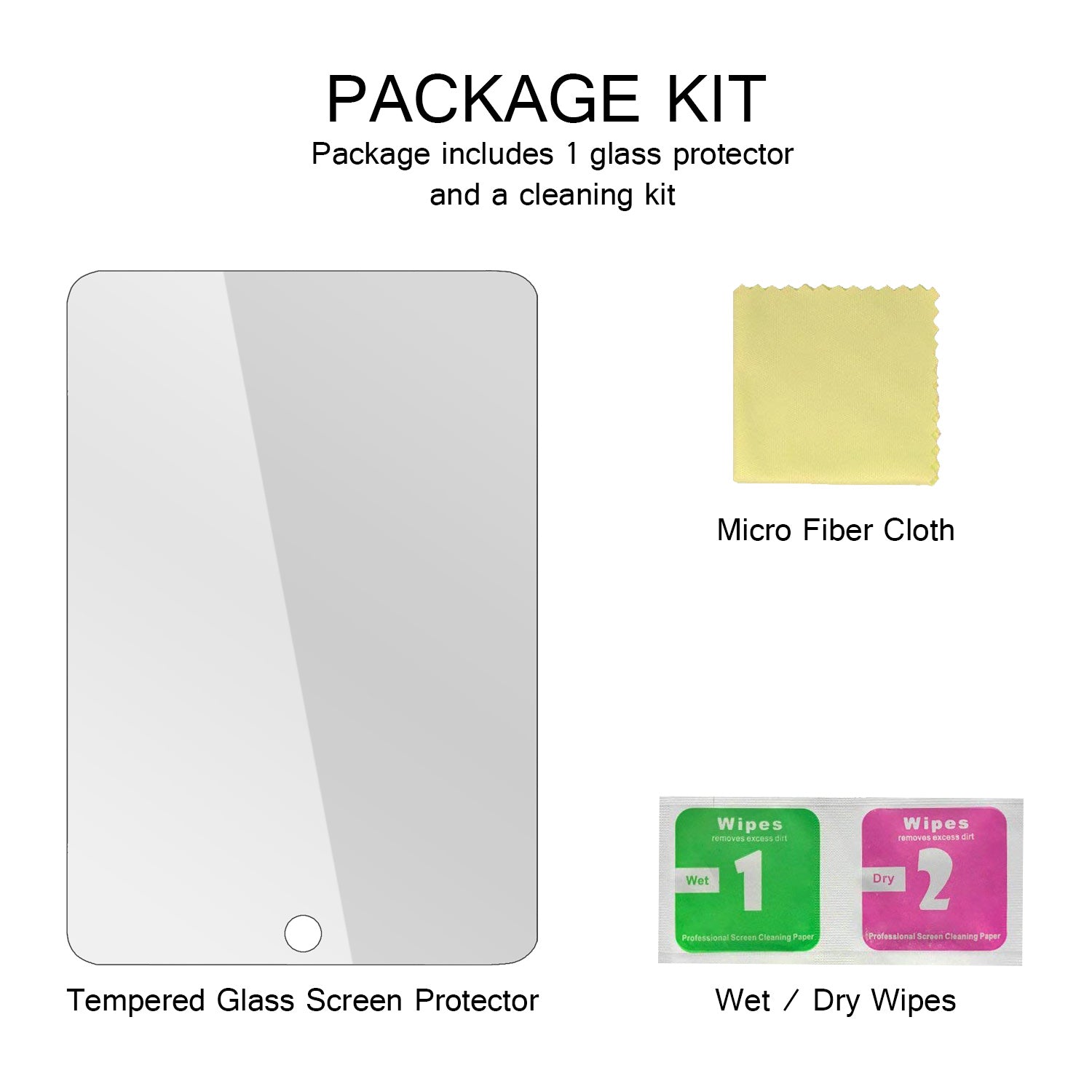 2X Tempered Glass Screen Protector for Apple iPad Air 1 / Air 2 / Air Pro 9.7.