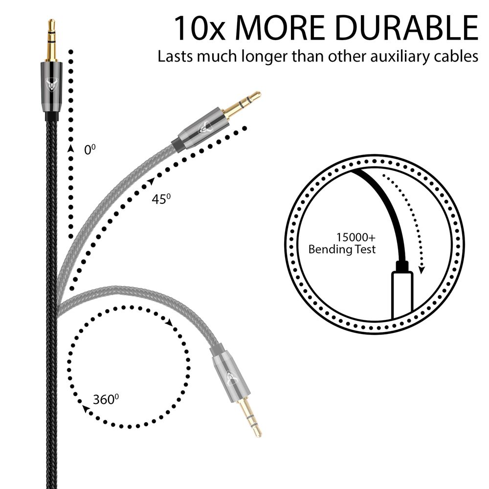 Premium Quality 1m 3.5mm Jack Nylon Braided Aux Cable For Car Headphone Phones