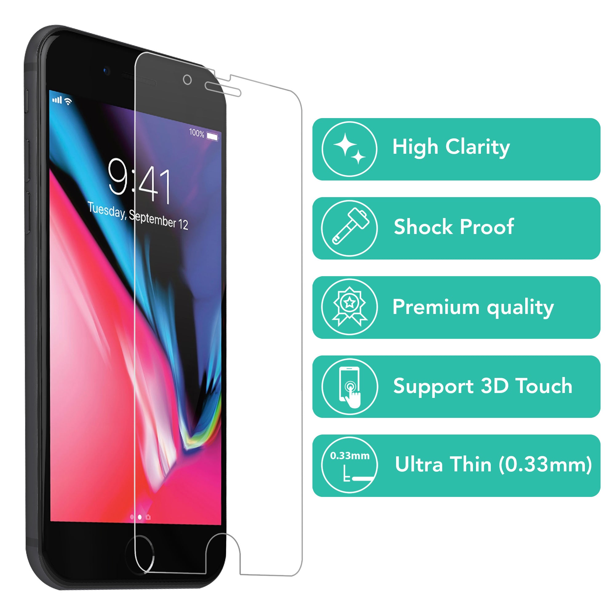 iPhone 8 Plus / 7 Plus / 6S Plus / 6 Plus Screen Protector Tempered Glass