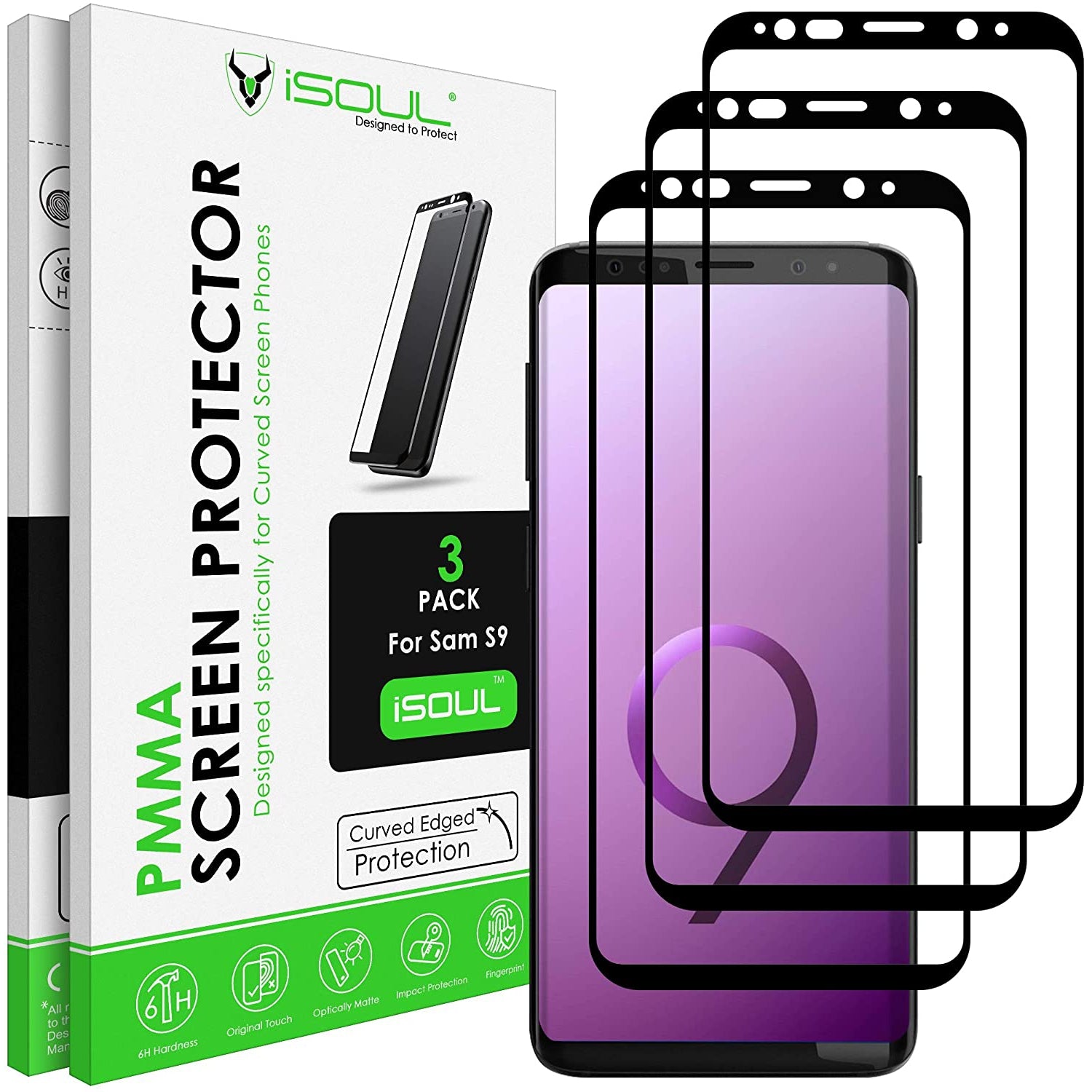 ISOUL 3 Pack Flexible Screen Protector for Samsung Galaxy S9 5.8"