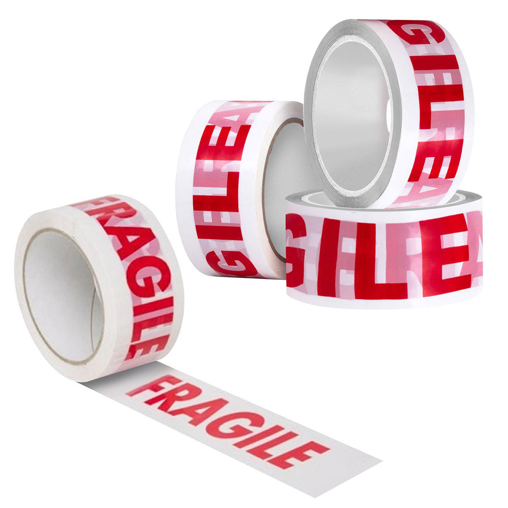 Fragile Tape 48mm X 66M (6 Roll Pack) Printed Packing Parcel Tape