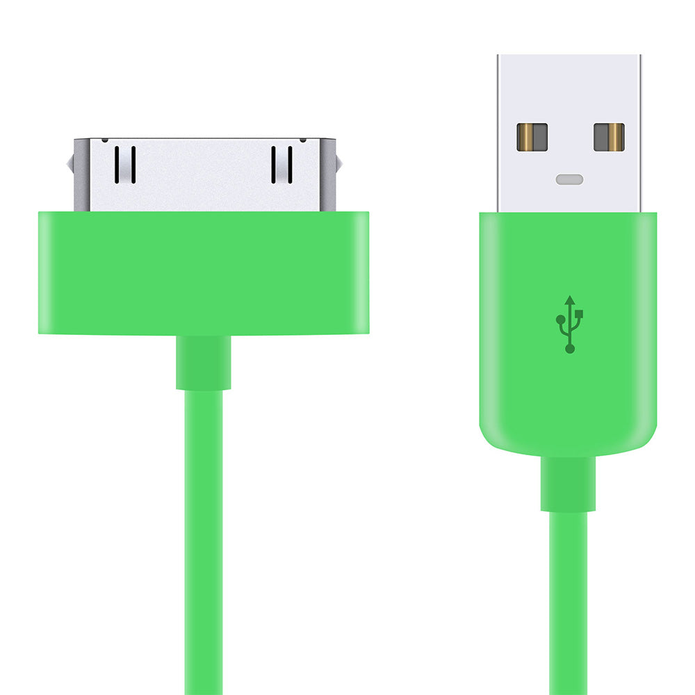 USB to 30 Pin Green 3 Metre Charger Cable for iPhone 4 - iSOUL