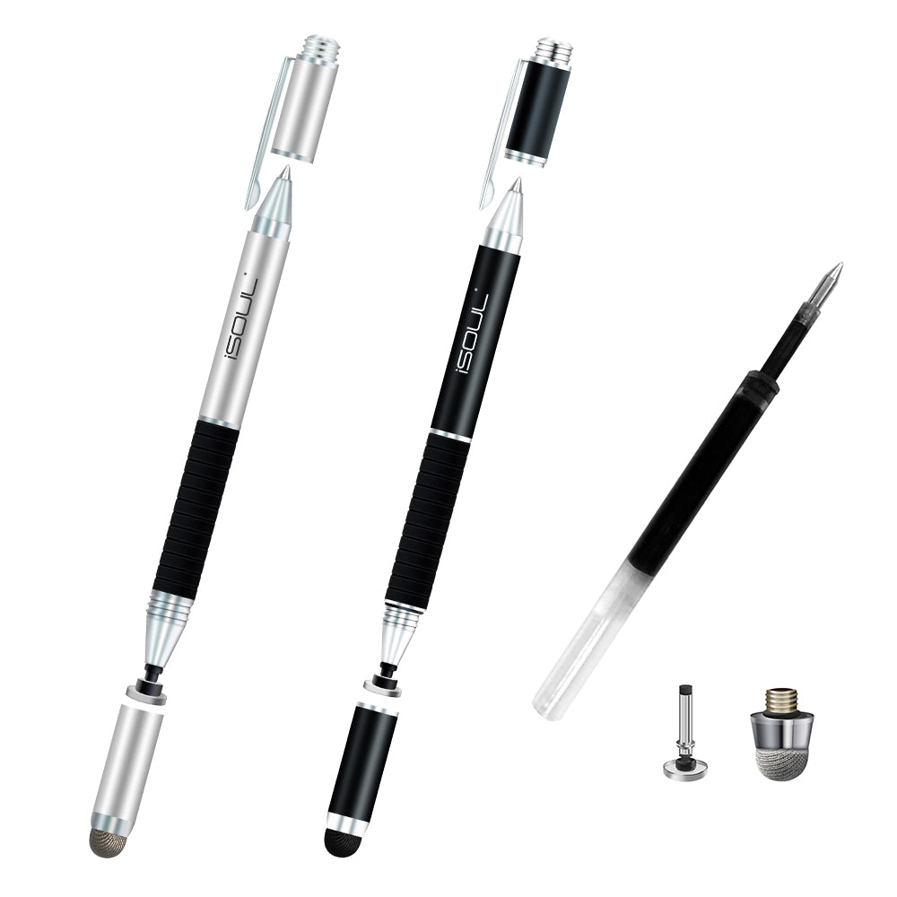 Solid Aluminium Stylus Gel Pen with Microfiber Capacitive Precise Disc - iSOUL