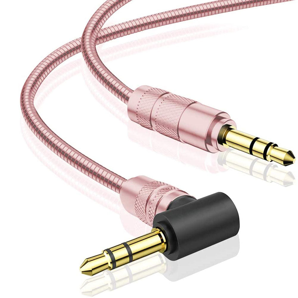 1m 3.5mm Jack Plug Aux Metal Cable Audio Lead Rose Gold Pink For Headphone Car