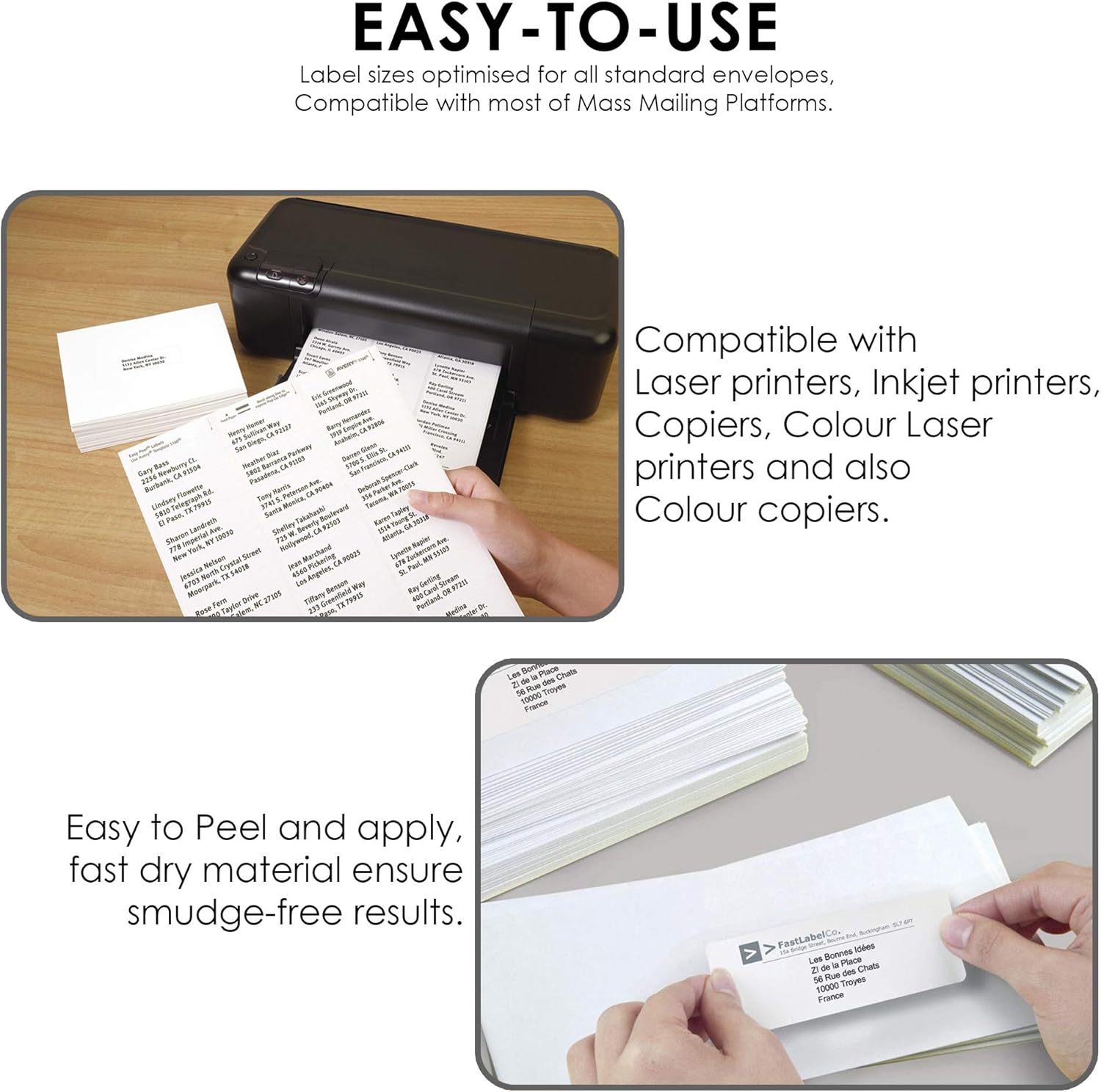 10 Labels Per A4 Sheet, 50 Sheets 500 Sticky Label, Printable Sticker Paper, iSOUL Matte Self Adhesive Adress Mailing, Shipping, Postage, Laser & Inkjet Printer Compatible 99 x 57 Labels [Quickdry]