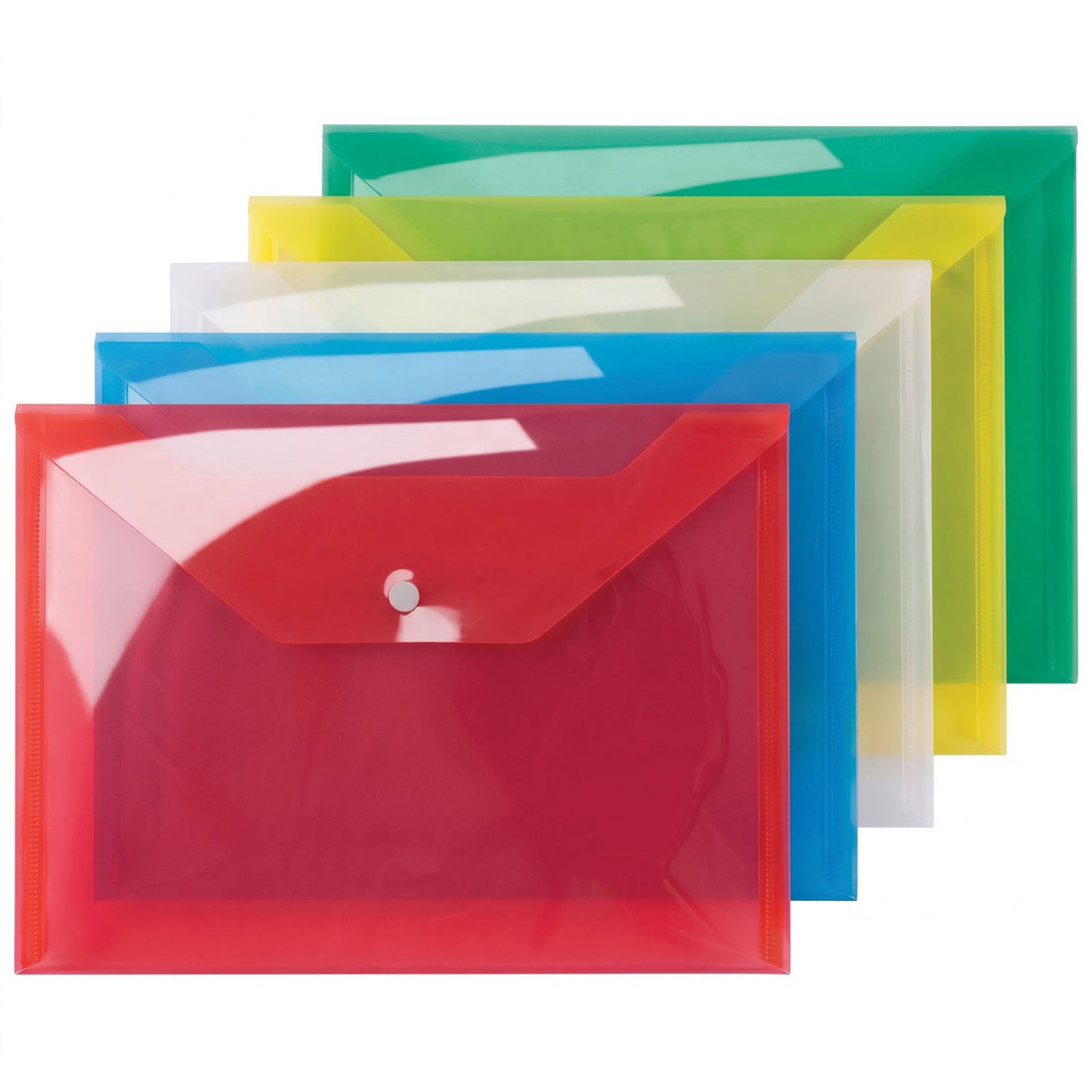 iSOUL A4 Plastic Wallets Heavy Duty Plastic Popper Wallets Document Folder