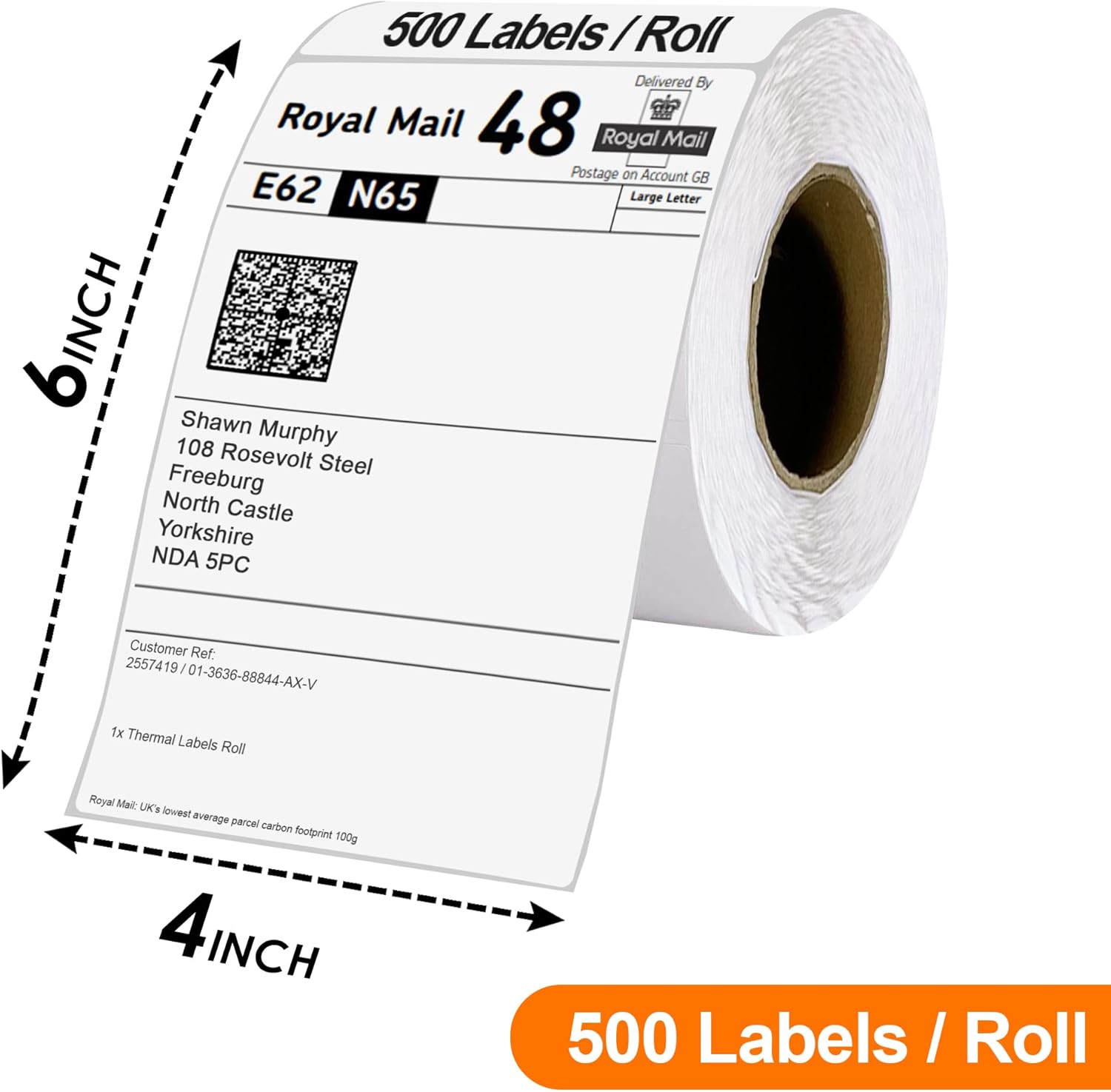iSOUL 4X6 Direct Thermal Printer Labels Roll 100mm x 150mm 500 White Permanent Adhesive Shipping Labels Rolls Compatible for Zebra, MUNBYN Printers to use on Ebay, Amazon, Royal Mail Label