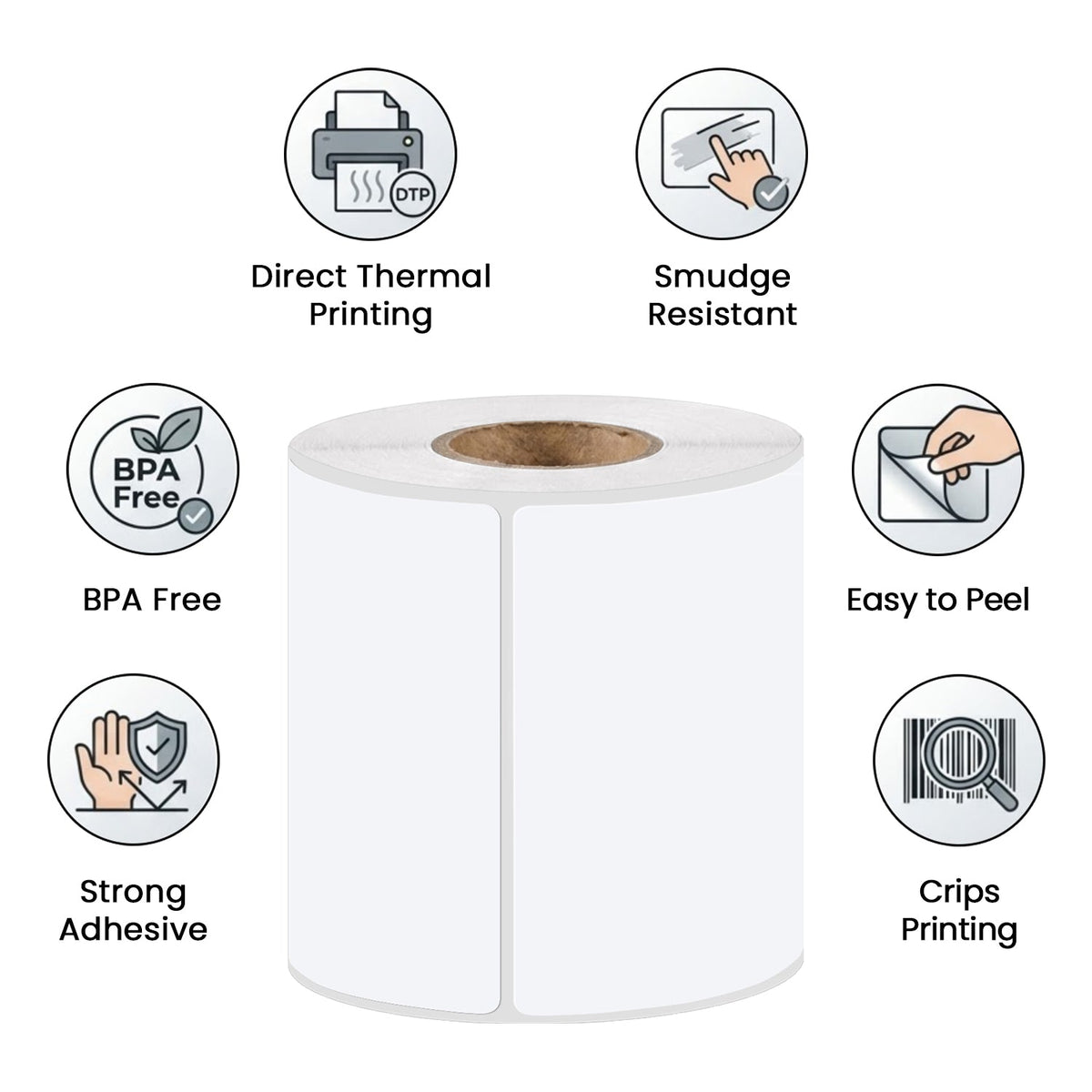 4x6 Thermal Labels 100x150mm, 500 White Direct Thermal Printer Labels, Shipping Labels, Compatible with Zebra, Rollo, MUNBYN 5000 Labels 10 Rolls