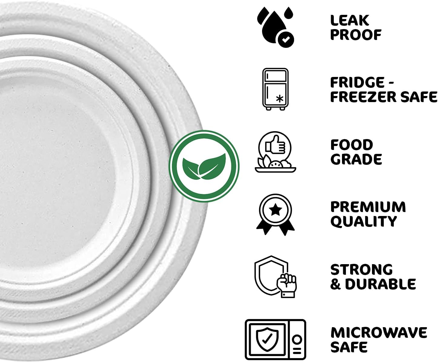 Disposable Paper Plate 9 Inch Heavy Duty Strong Bagasse Compostable Eco-Friendly Natural Sugarcane Fibers Round Plates for Hot & Cold Food Catering BirthdayDinner Party Office Picnic BBQs 50 Plates
