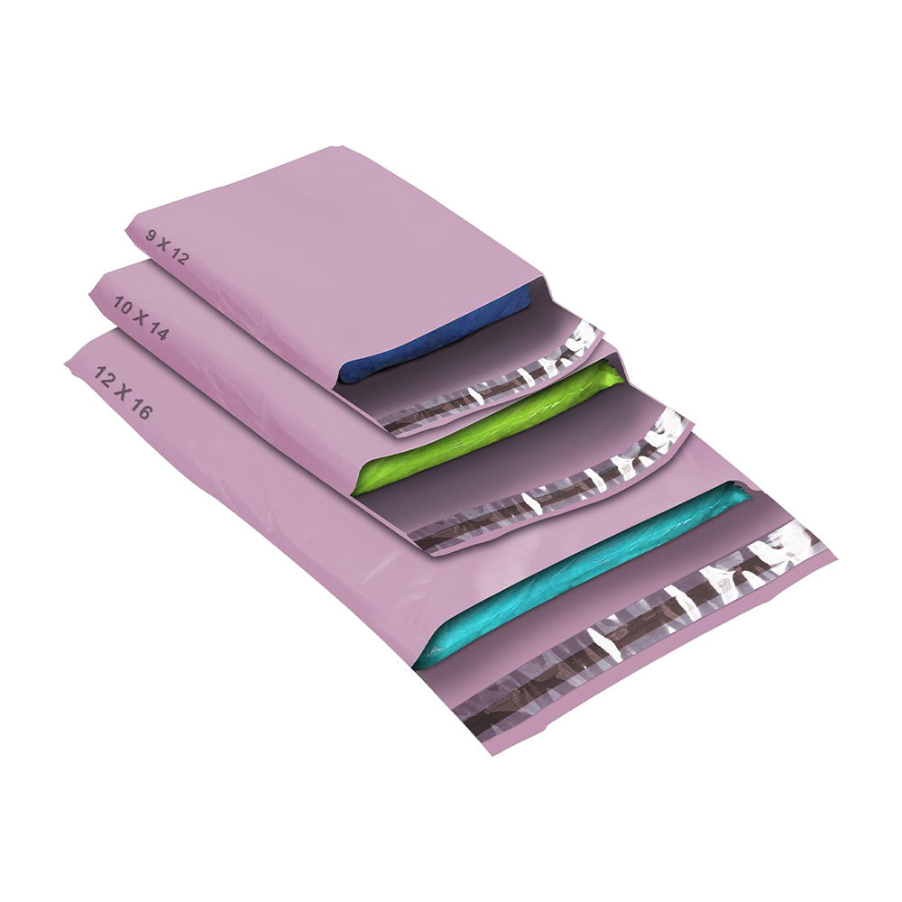 50 Mixed Size Baby Pink Mailing Bags, Self Seal Strong Waterproof Poly Plastic Envelopes for Parcels, Packaging, Small, Medium, Large Mail, Shipping Courier Delivery Bags 3 Sizes