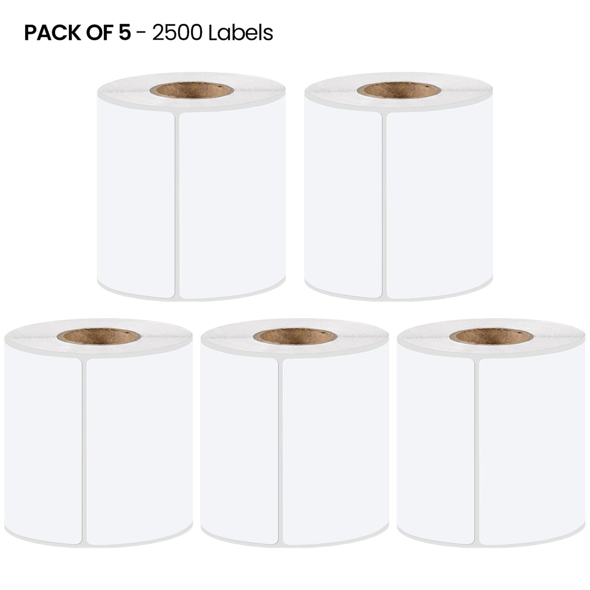 4x6 Thermal Labels 100x150mm, 500 White Direct Thermal Printer Labels, Shipping Labels, Compatible with Zebra, Rollo, MUNBYN 2500 Labels 5 Rolls