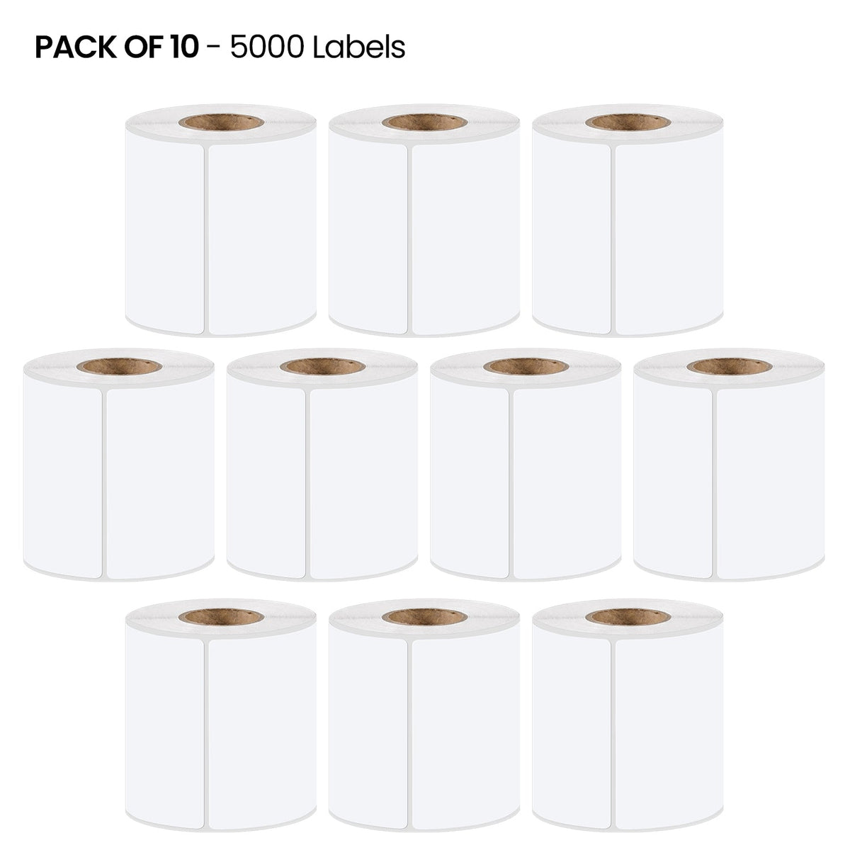 4x6 Thermal Labels 100x150mm, 500 White Direct Thermal Printer Labels, Shipping Labels, Compatible with Zebra, Rollo, MUNBYN 5000 Labels 10 Rolls