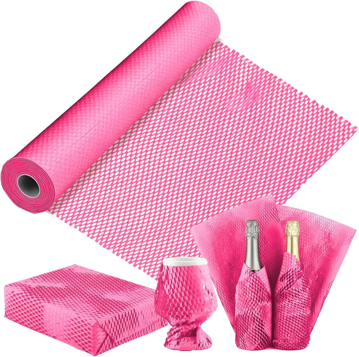 Paper Bubble Wrap Cushioning Roll, Packing Paper for Moving House, Shipping and Gift Wrapping - Sustainable Packaging Materials for Moving Boxes and Fragile Gift Bubble Wrap Alternative Pink 300mmx30M