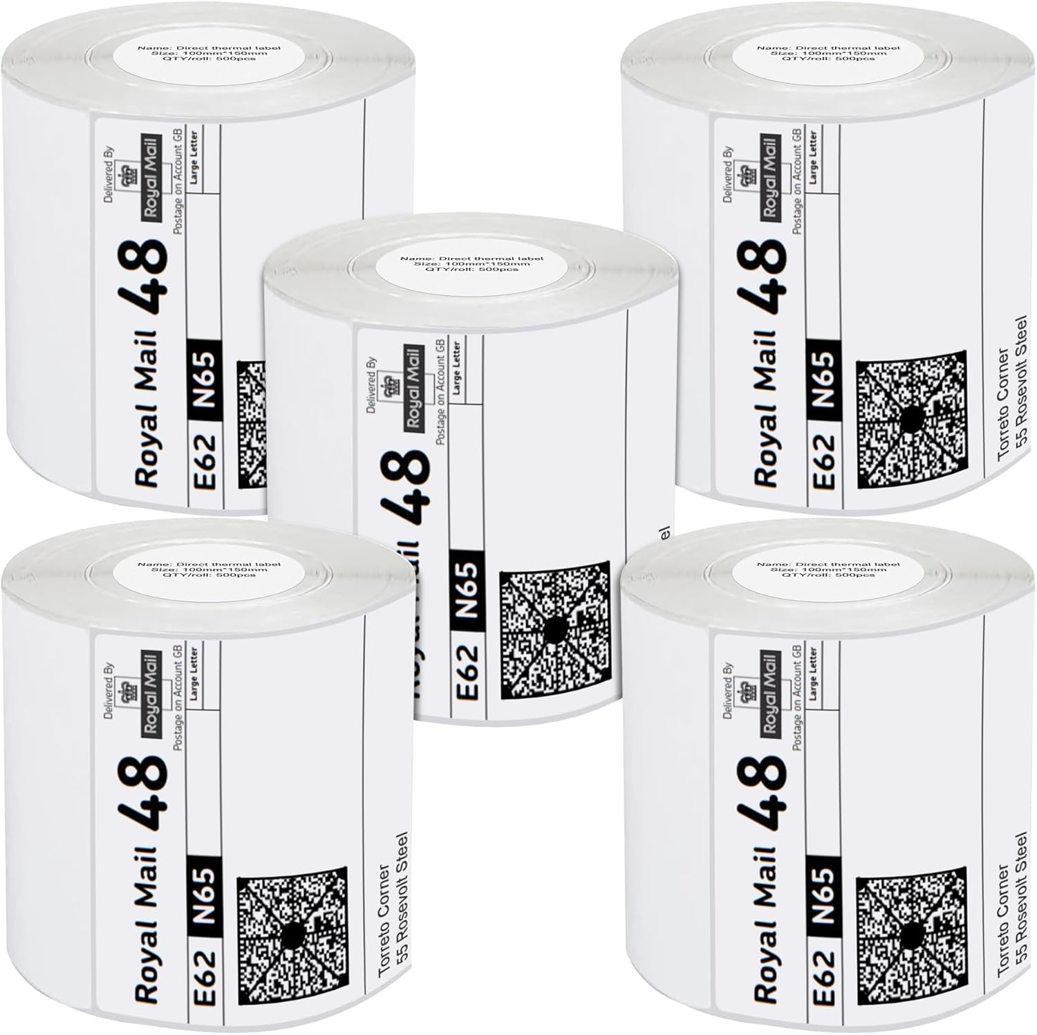 iSOUL 4X6 Direct Thermal Printer Labels 5 Rolls 100mmx150mm 2500 Labels, 5 Rolls
