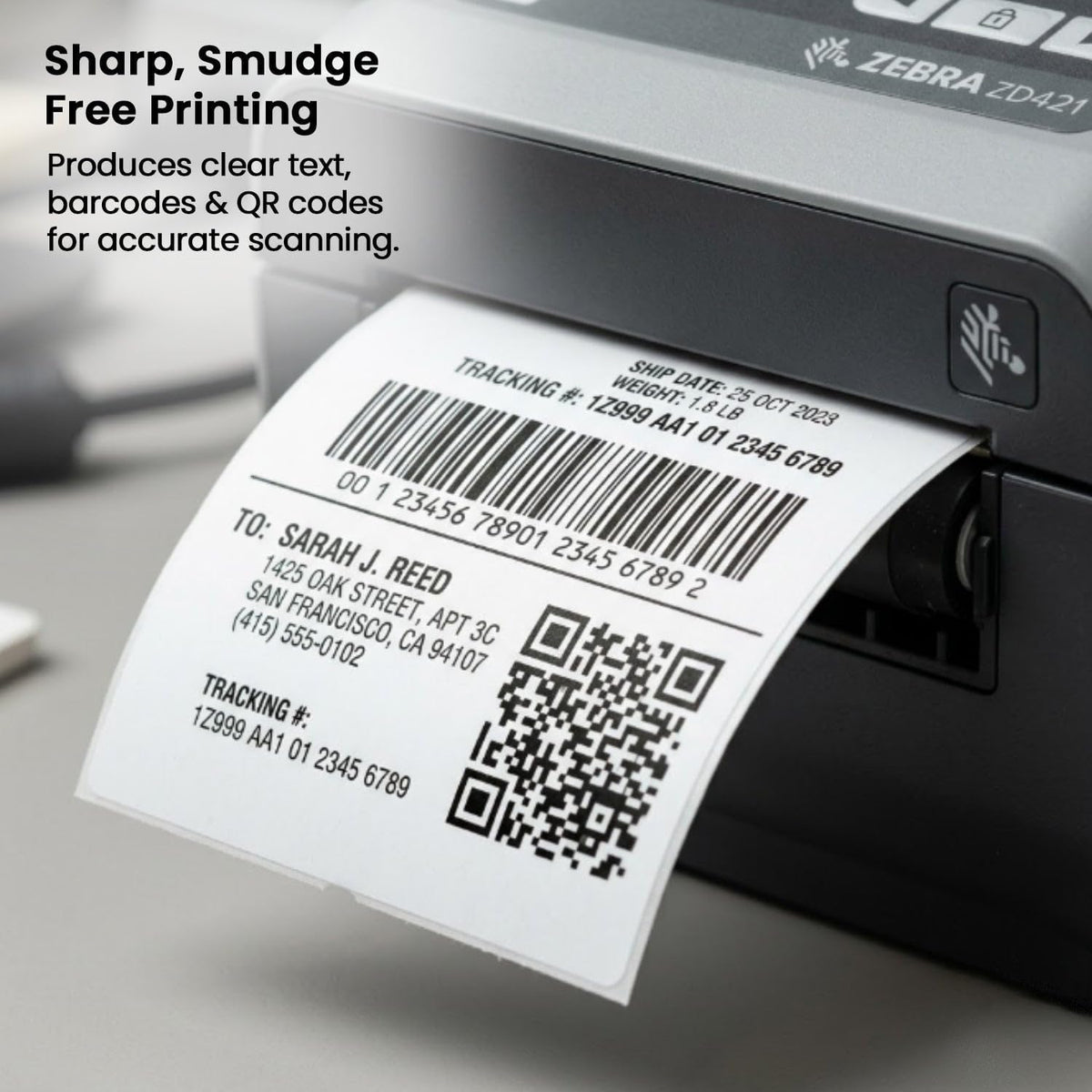 4x6 thermal shipping label applied to cardboard parcel ready for Royal Mail despatch