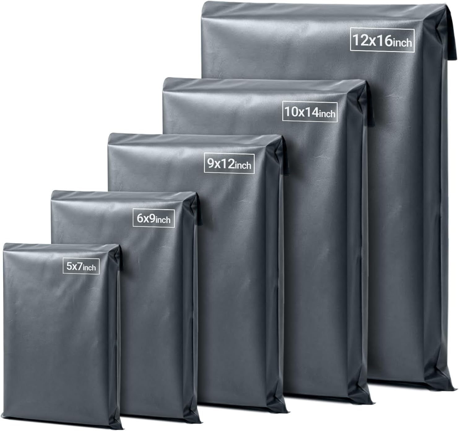 EPACKAGING 125 Mixed Grey Parcel Bags, Tamper-Proof Strong Postal Packaging Bags for Shipping, Mailing & Delivery, 5 Sizes Small to Large, 25 Each