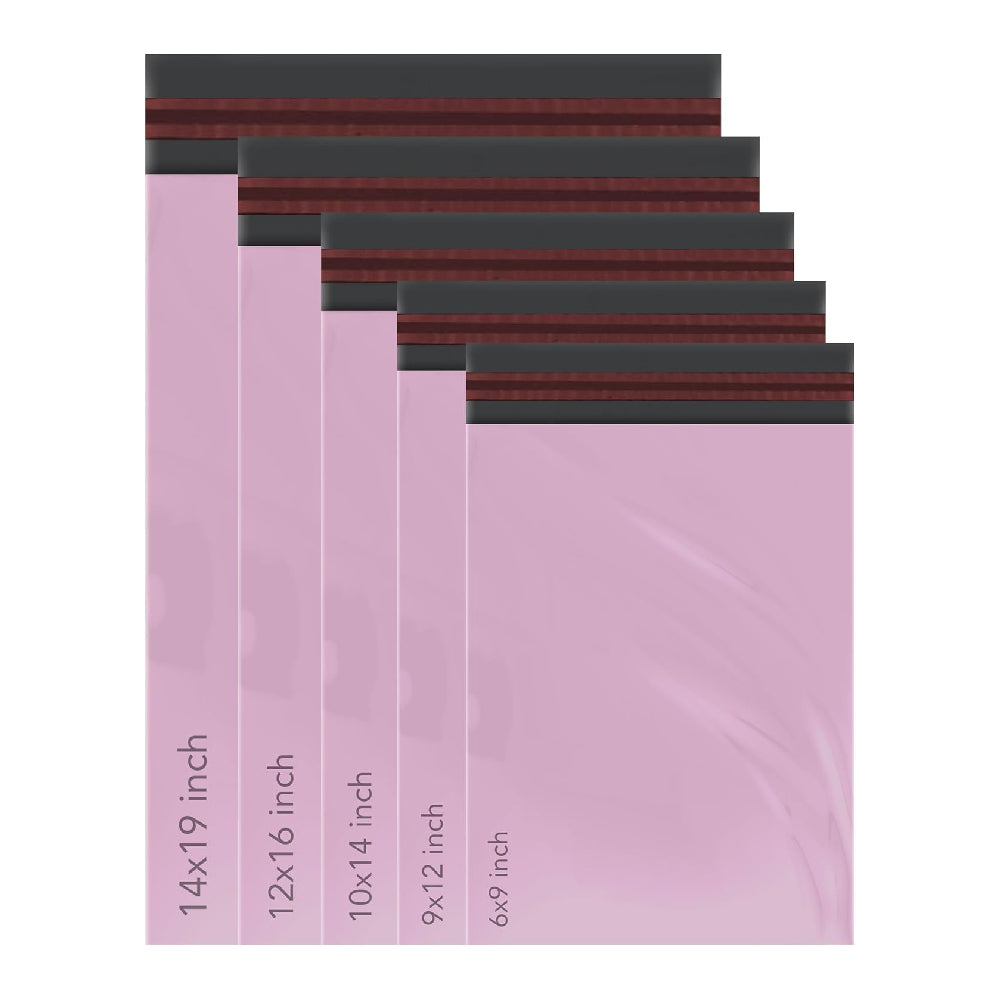 Assorted Baby Pink Parcel Bags 50 Pack 5 Sizes Mailing Bags