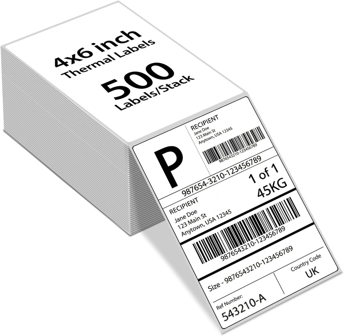 iSOUL 4x6 white fanfold thermal labels 500 pack stacked neatly