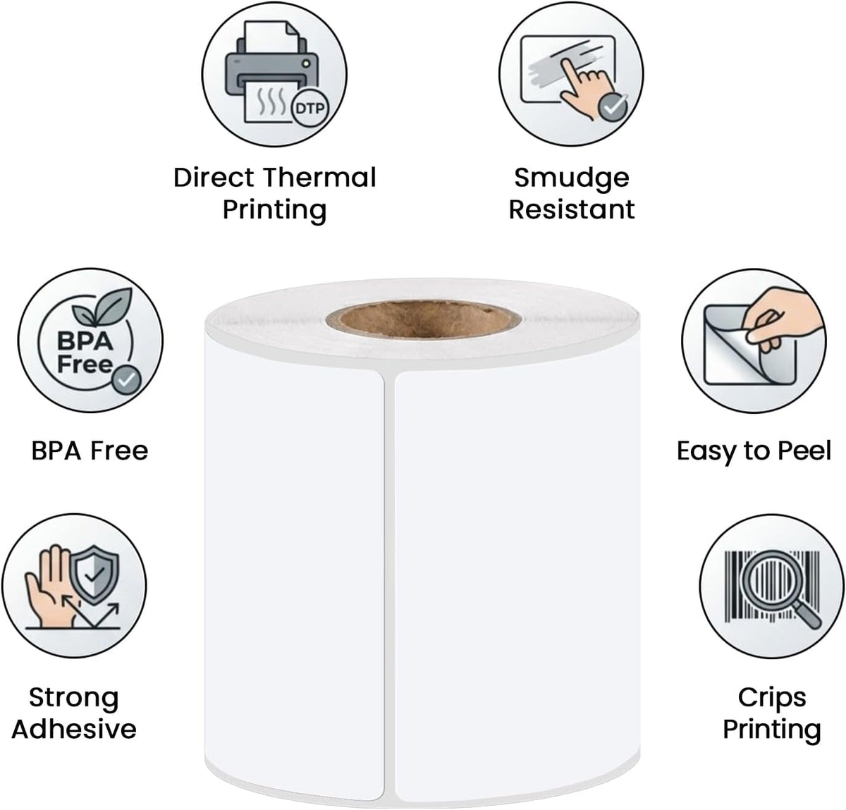 Fanfold thermal labels feeding through direct thermal label printer 