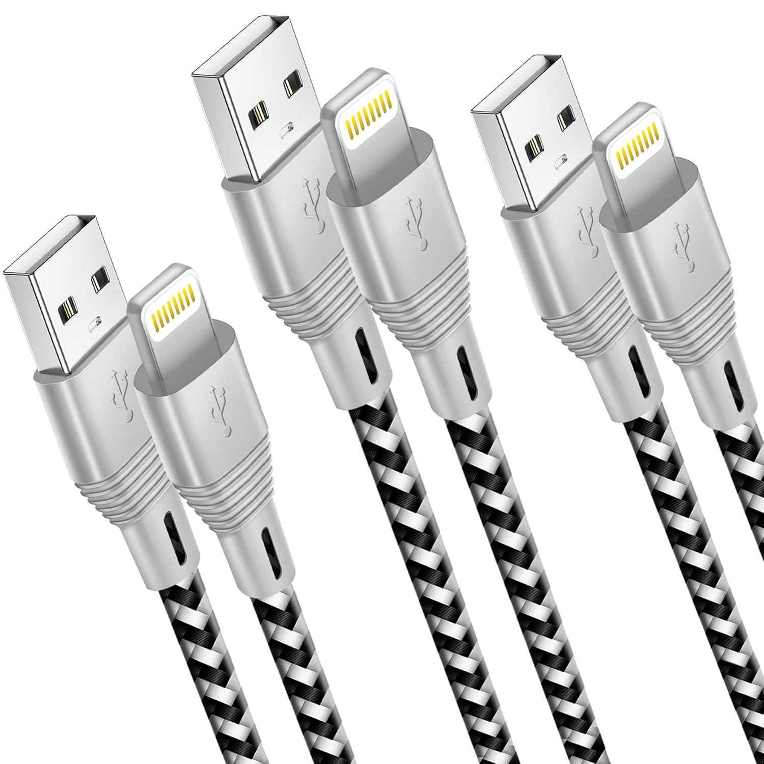 iSOUL iPhone Charger, 2M Long Lightning Cable 3 Pack (Apple Approved Fast USB Charging) Braided Short Charger Cord Compatible with Apple 14/13/12/11 Pro/XS MAX/XR/8/7/Plus/6S/SE/iPad Mini/Air