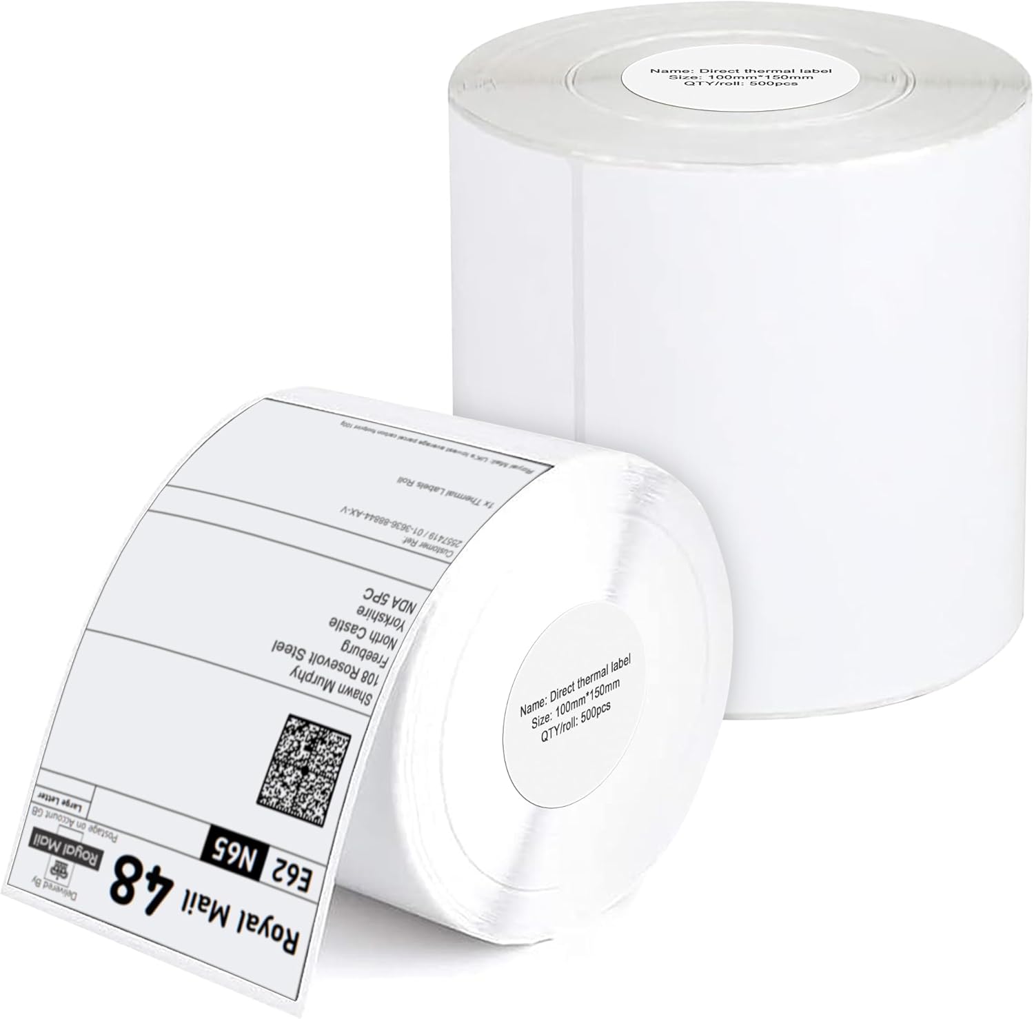 iSOUL 4X6 Direct Thermal Printer Labels 1 Roll 100mmx150mm [ 500 Labels ] White Permanent Adhesive Shipping Labels Rolls Compatible with Etsy, Shopify, Ebay, Amazon, Royal Mail, FedEx 6x4 Labels