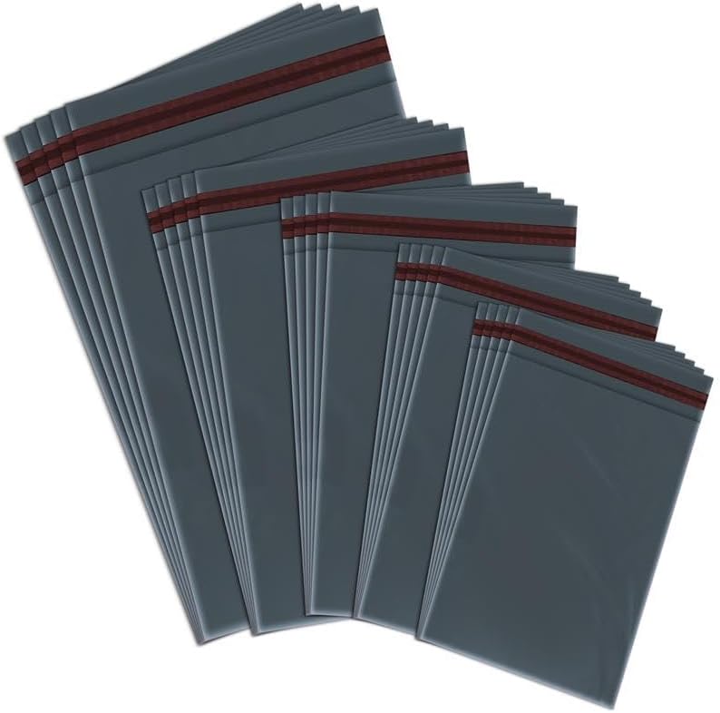 EPACKAGING 125 Mixed Grey Parcel Bags, Tamper-Proof Strong Postal Packaging Bags for Shipping, Mailing & Delivery, 5 Sizes Small to Large, 25 Each