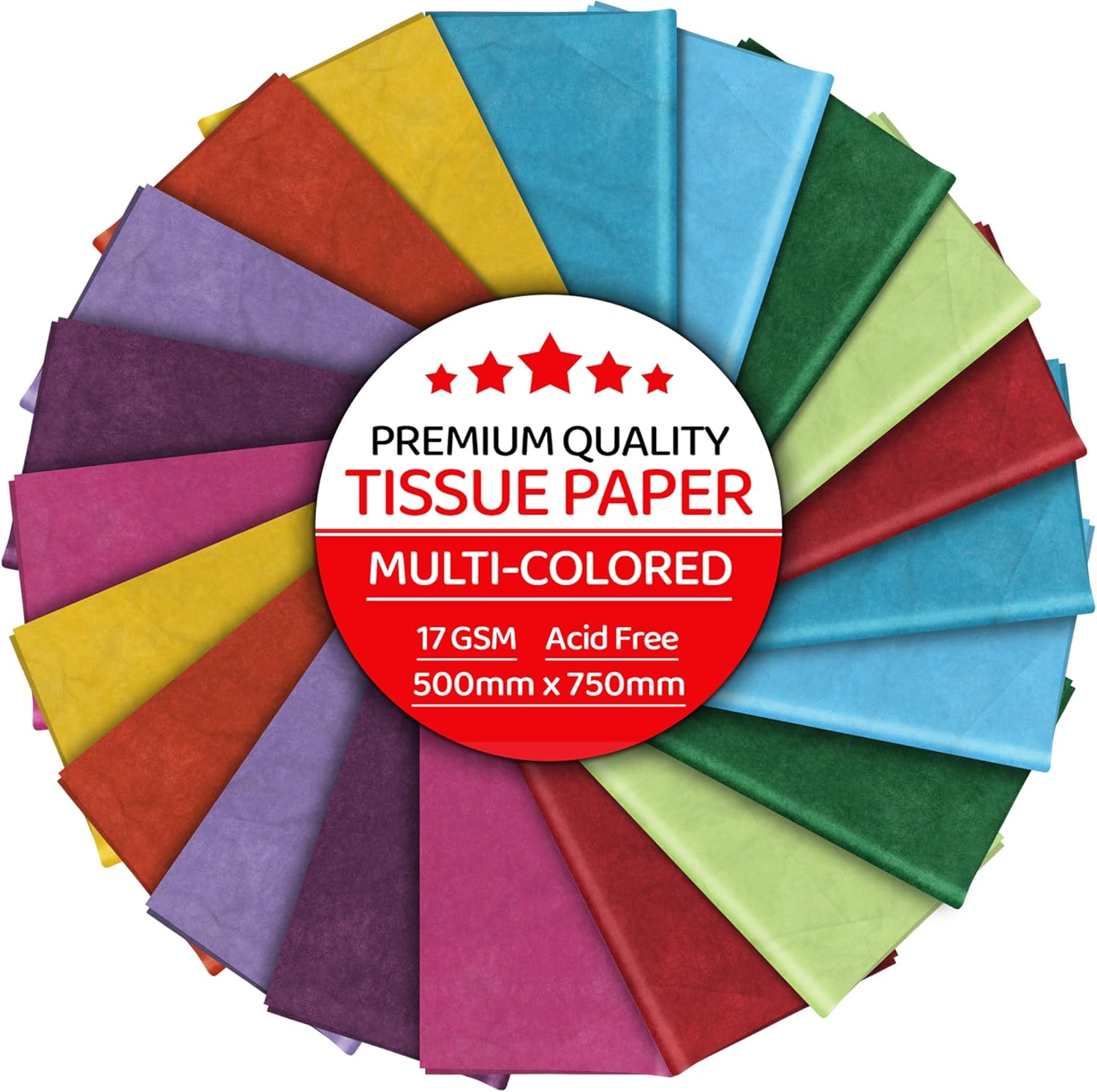 Multi Coloured Tissue Paper 30 Sheets, YUNJU Gift Wrap, MF and Acid Free, Large 20 X 30 Size, Wrapping Decorative Sketch and Cutting Paper for Art Craft & Packing