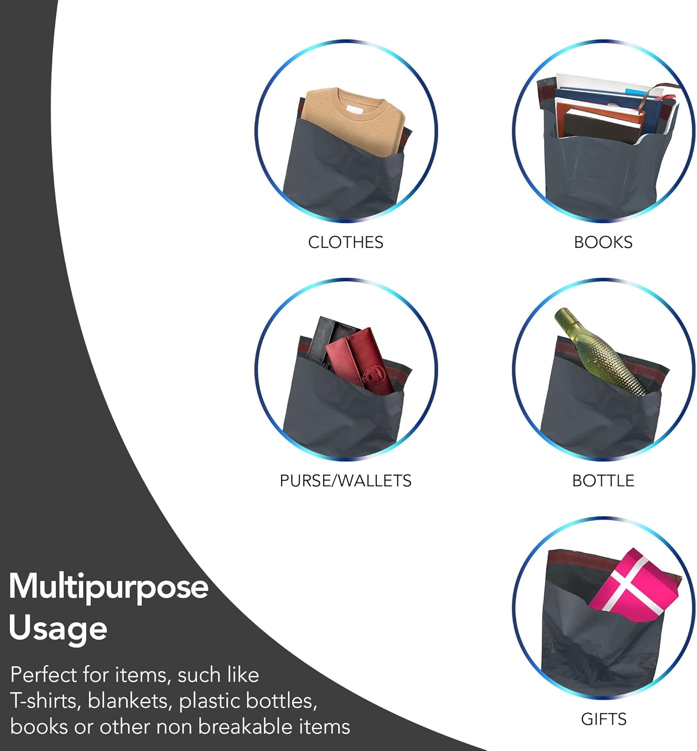 iSOUL 50pcs Assorted Mailers - Grey Parcel Bags, 10x14 Sizes, Self Seal Poly Postal Bags for Small to Large Mailing & Shipping