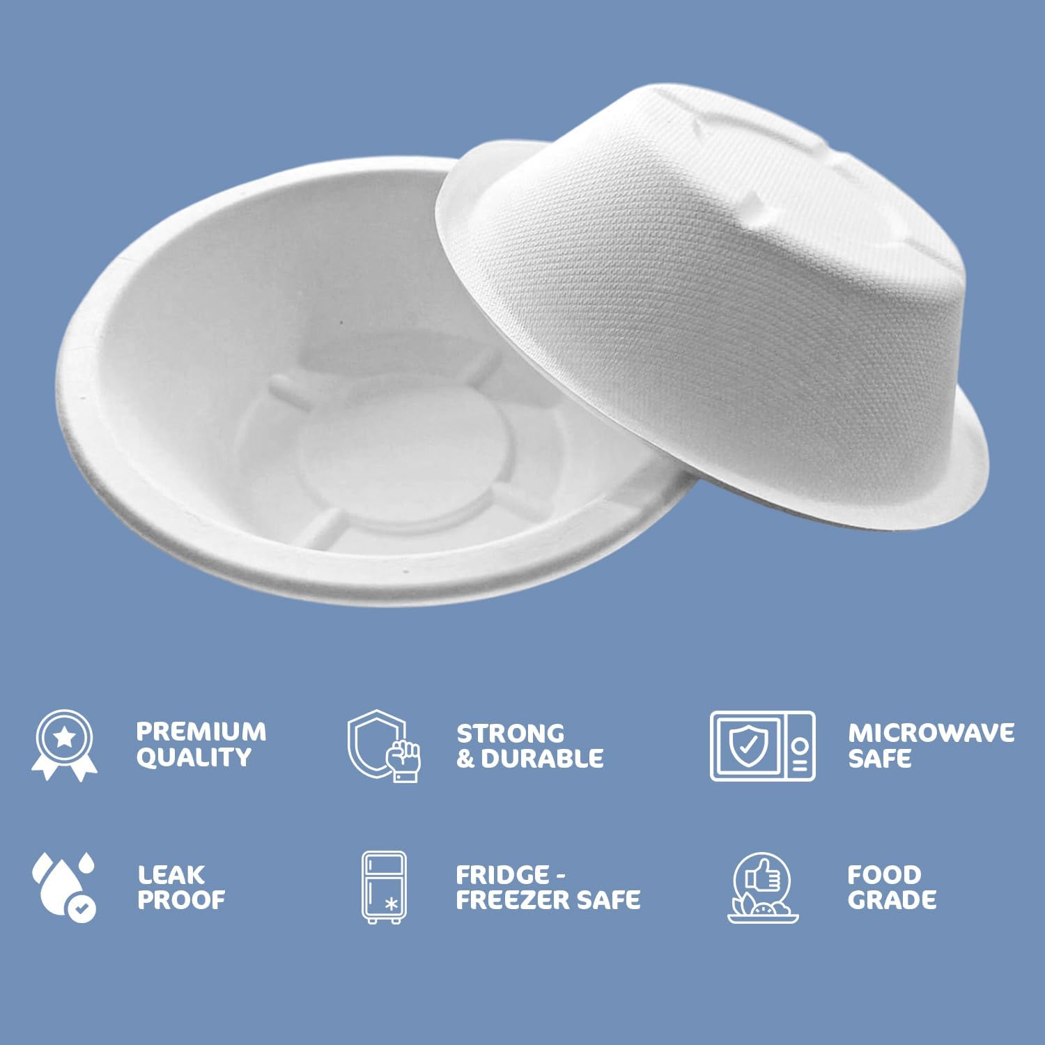iSOUL Compostable Bagasse Disposable Bowl 350ml, 12oz Eco-Friendly Paper Soup Bowls for Milk Salads, Soups Picnics BBQ Parties Rigid Salad Bowls Sugarcane Paper Bowl White 50 Pack