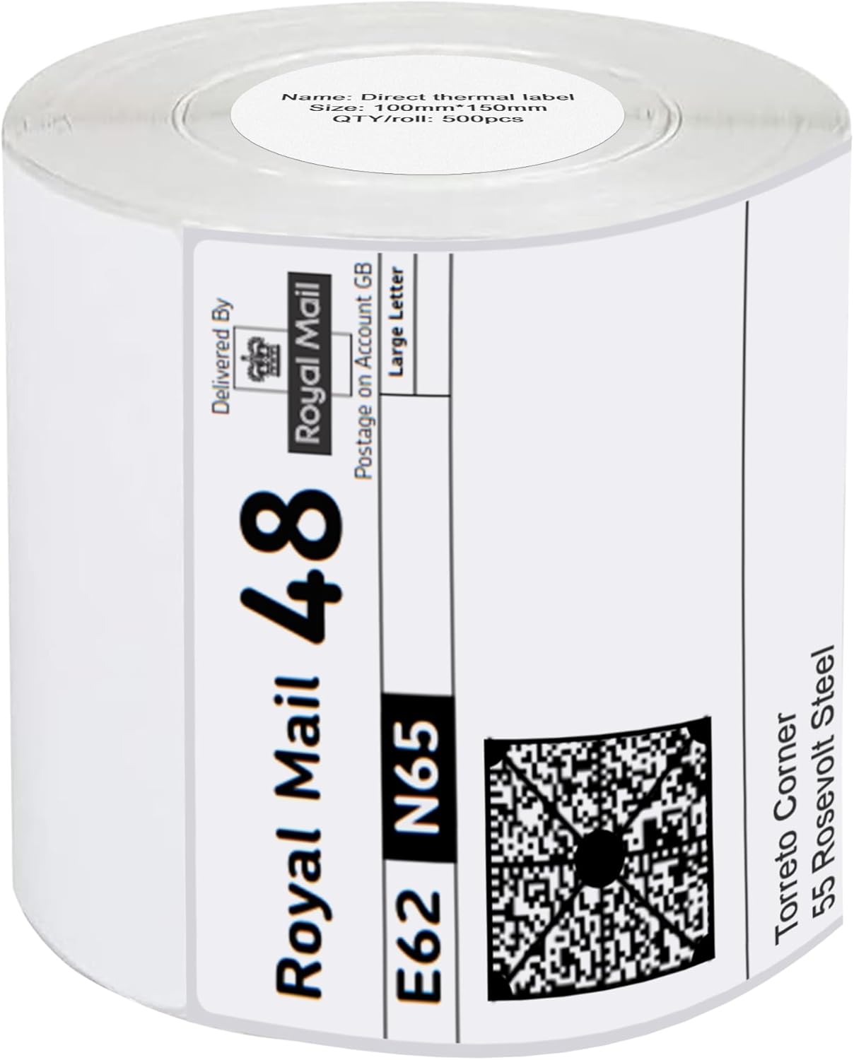 iSOUL 4X6 Direct Thermal Printer Labels 1 Roll 100mmx150mm [ 500 Labels ] White Permanent Adhesive Shipping Labels Rolls Compatible with Etsy, Shopify, Ebay, Amazon, Royal Mail, FedEx 6x4 Labels