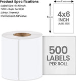 iSOUL 4x6 white fanfold thermal labels 500 pack stacked neatly