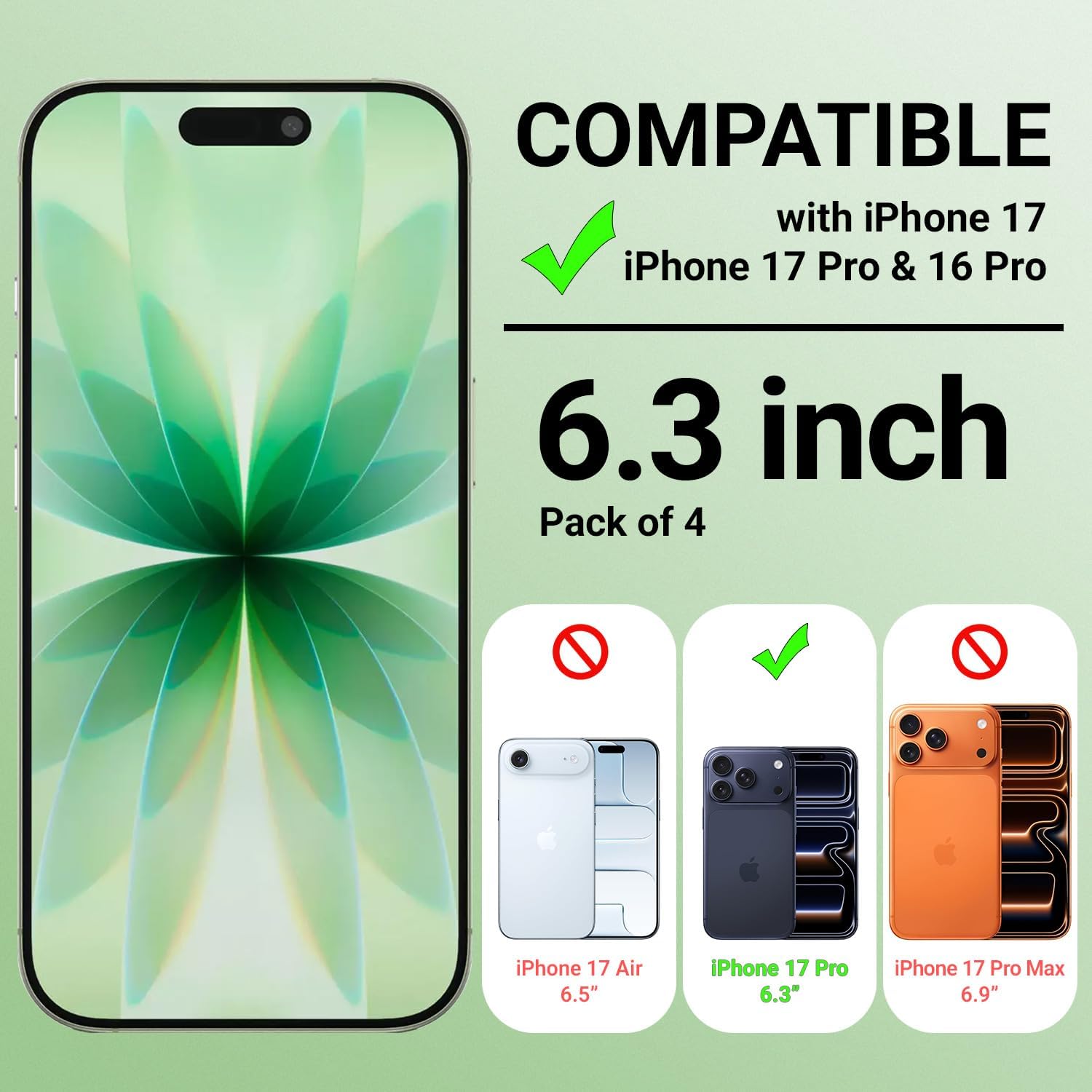 iSOUL Screen Protector for iPhone 17 & 17 Pro Full Protection 9H Tempered Glass Full Coverage Case Friendly Ultra Clear - 4 Pack