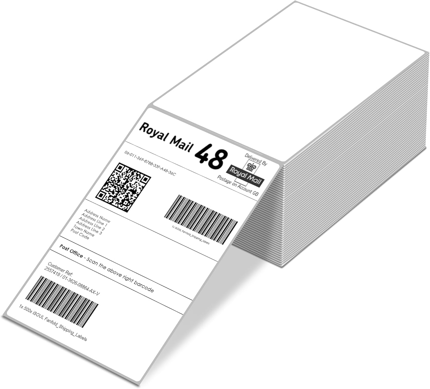 Fanfold Label, 4x6" Direct Thermal Labels - 500 Per Pack | 100x150mm | Shipping Label | Address Labels