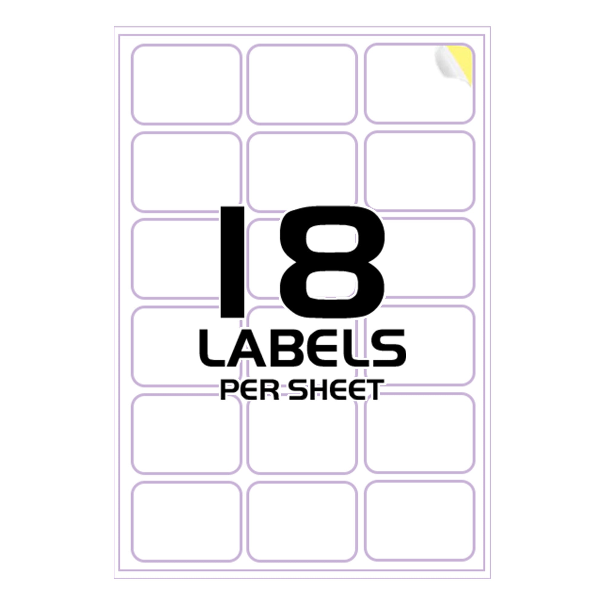 Sticky Labels for Printer - 18 Labels per Sheet - 63mm x 47mm – iSOUL