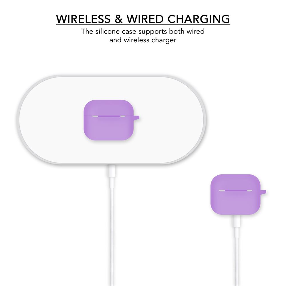 Silicone Wireless Charging Slight Purple Airpods Pro Cover Case - iSOUL