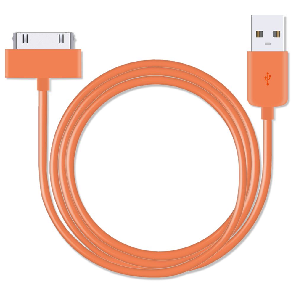 Orange 30-pin Cable for Charging and Data syncing for iPhone 4 - iSOUL