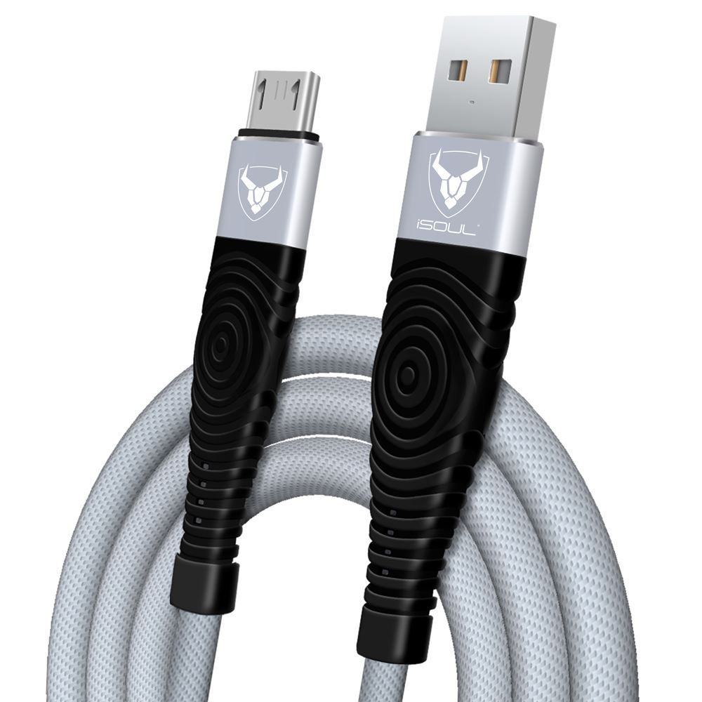 Heavy Duty Nylon Braided Micro USB Cable for Data Sync and Fast Charging - iSOUL