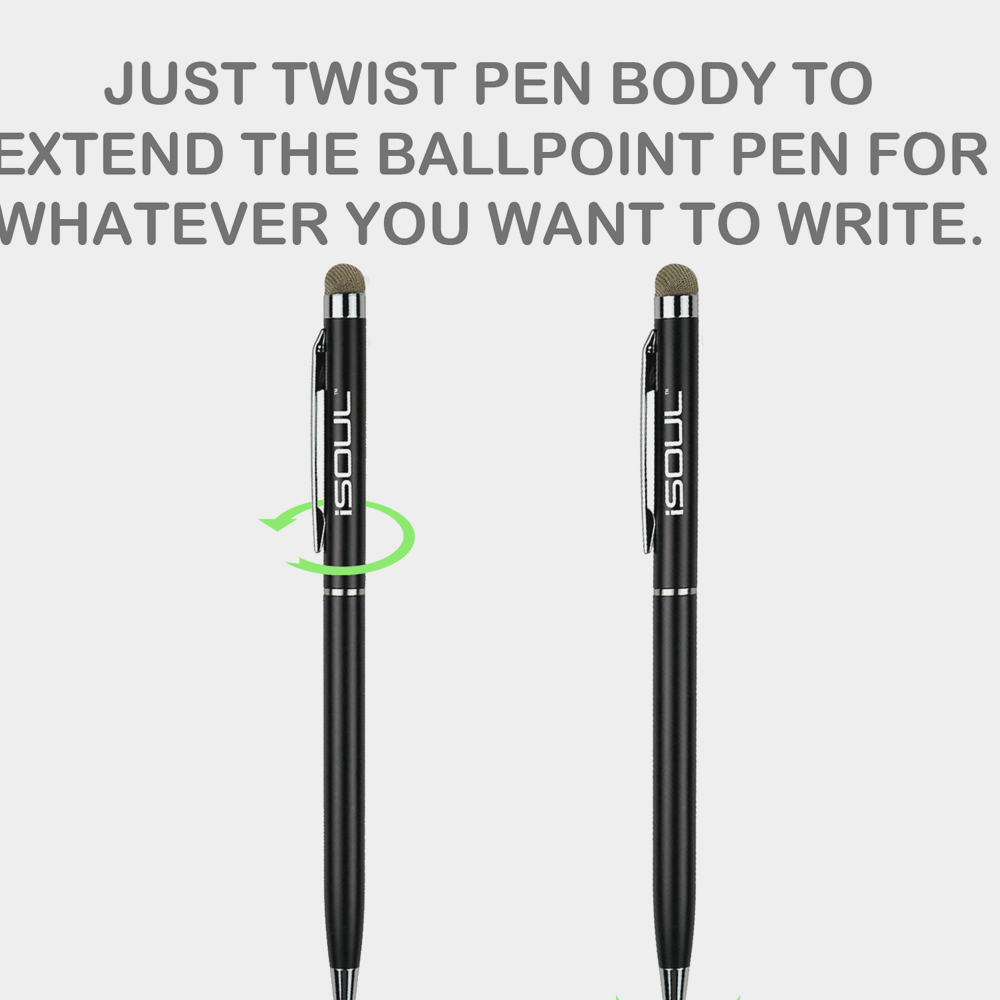 Universal Stylus Touch Pen, Ball Pen For Touch Screens Black 10 Pack iSOUL