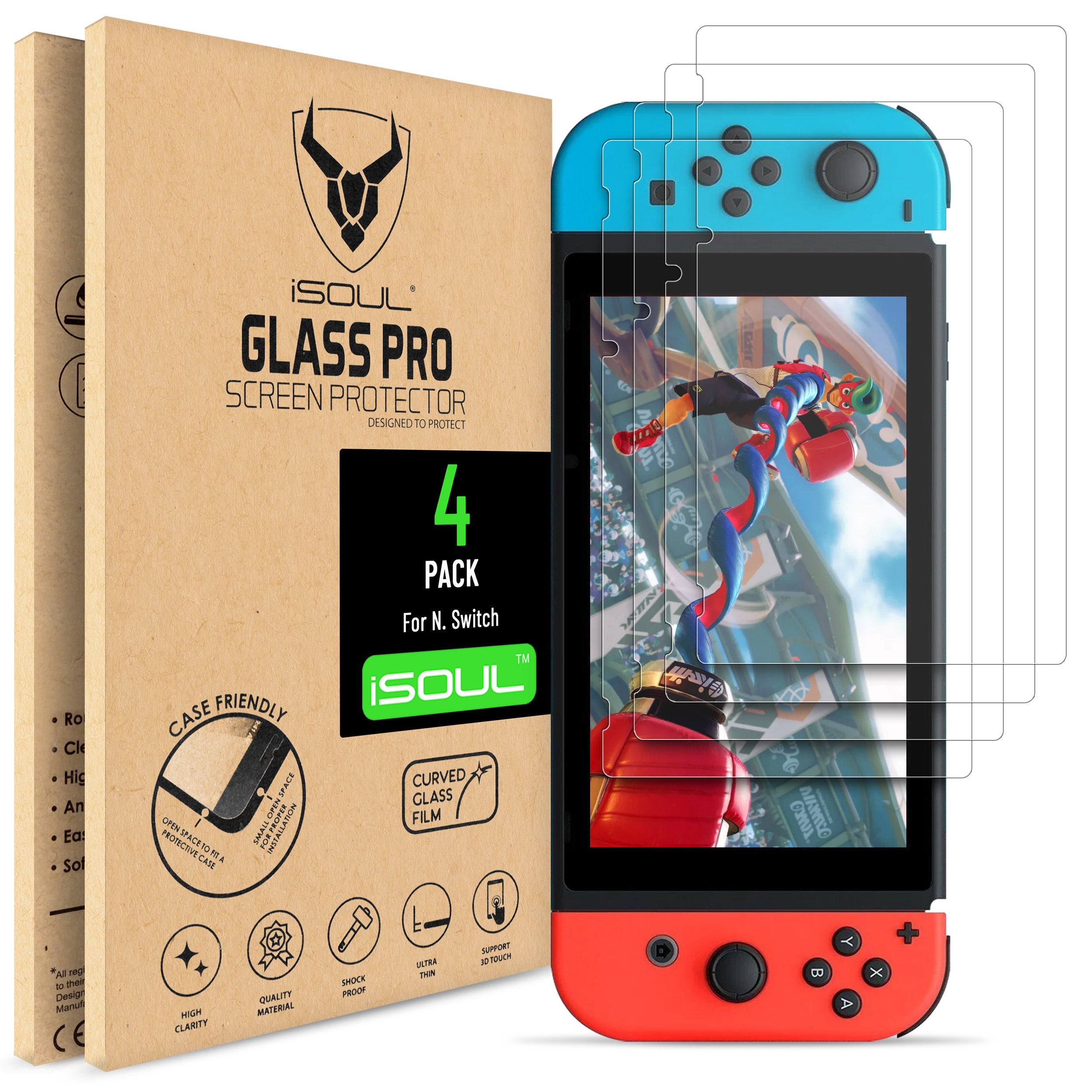 Screen Protector for Nintendo Switch Tempered Glass Film Nintendo Switch Screen Protectors 9H HD [4 Pack] - TradeNRG UK