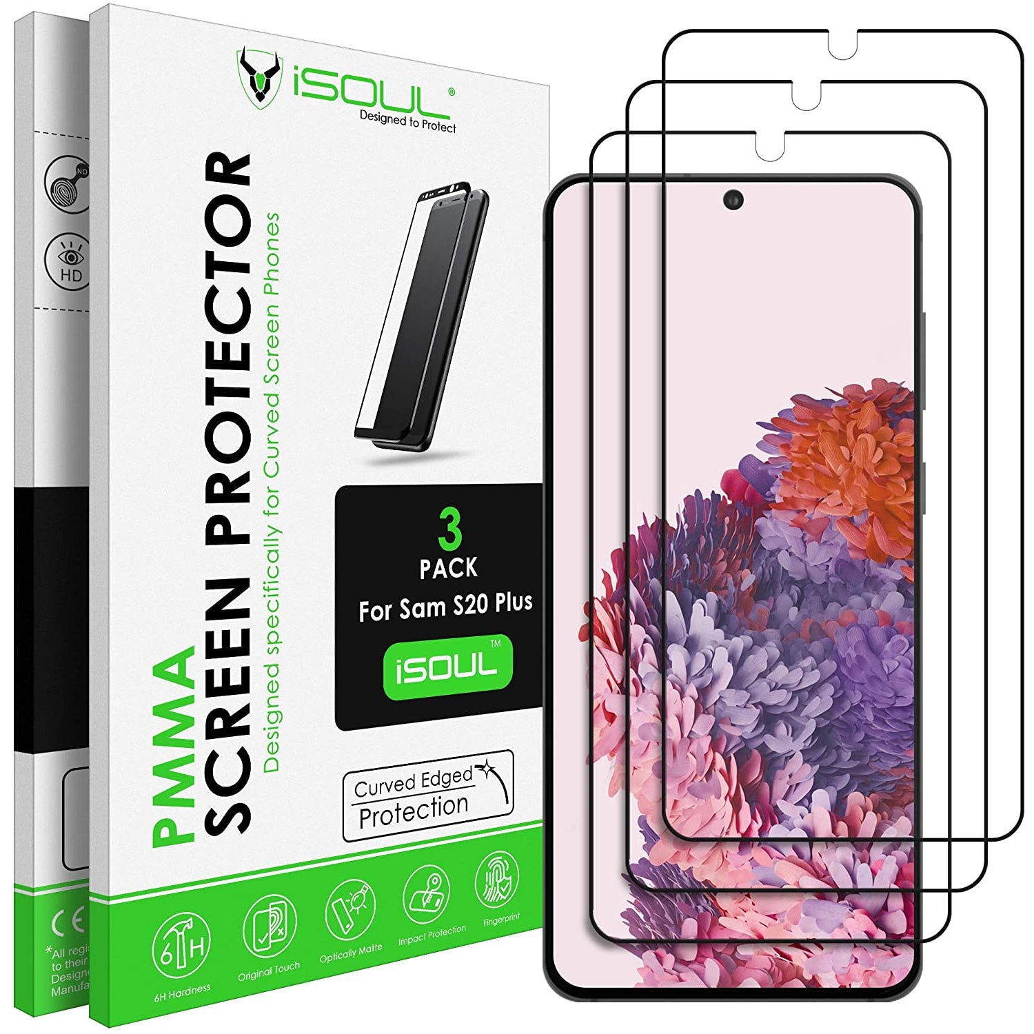 ISOUL 3 Pack Flexible Screen Protector for Samsung Galaxy S20 Plus 6.7