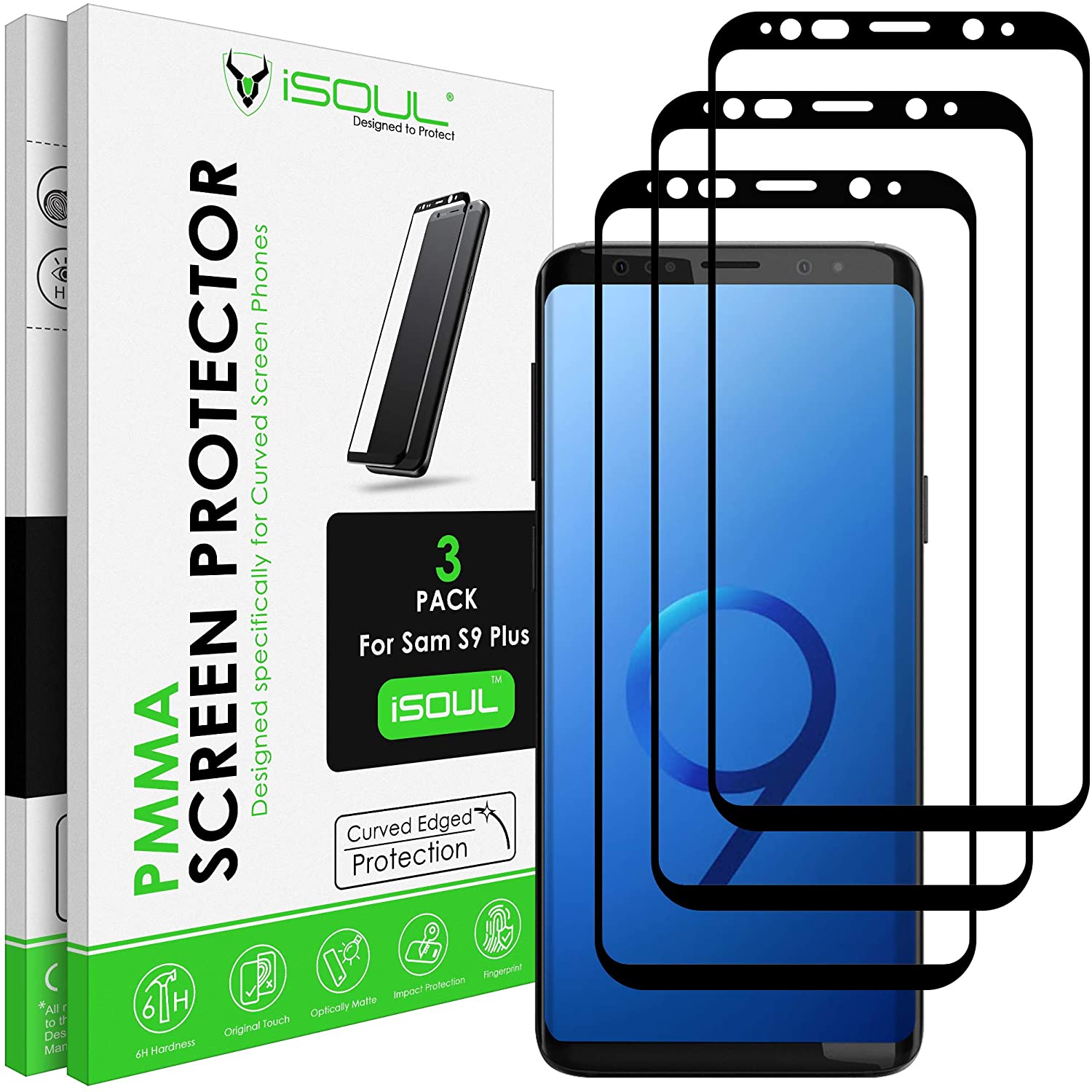 ISOUL 3 Pack Flexible Screen Protector for Samsung Galaxy S9 Plus 6.2"