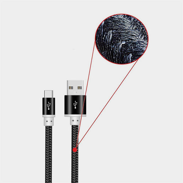 Heavy Duty Strong Braided Fast Charge USB C Type C Data Phone Charger Cable Lead 1m 2m 3m - iSOUL