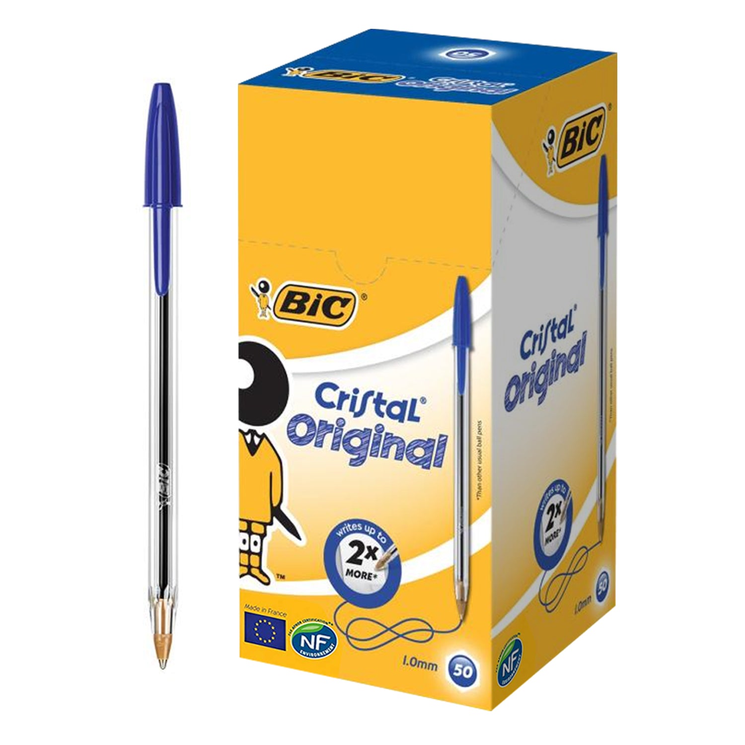 BIC Cristal Original Ballpoint Pens Medium Point (1.0 mm) Tip Line Biro Pen