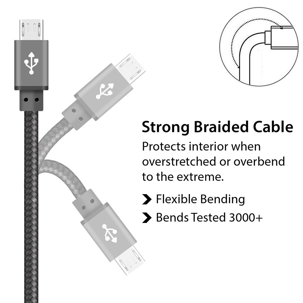 Best Quality Braided Micro USB Cable for Data Sync and Charging - iSOUL